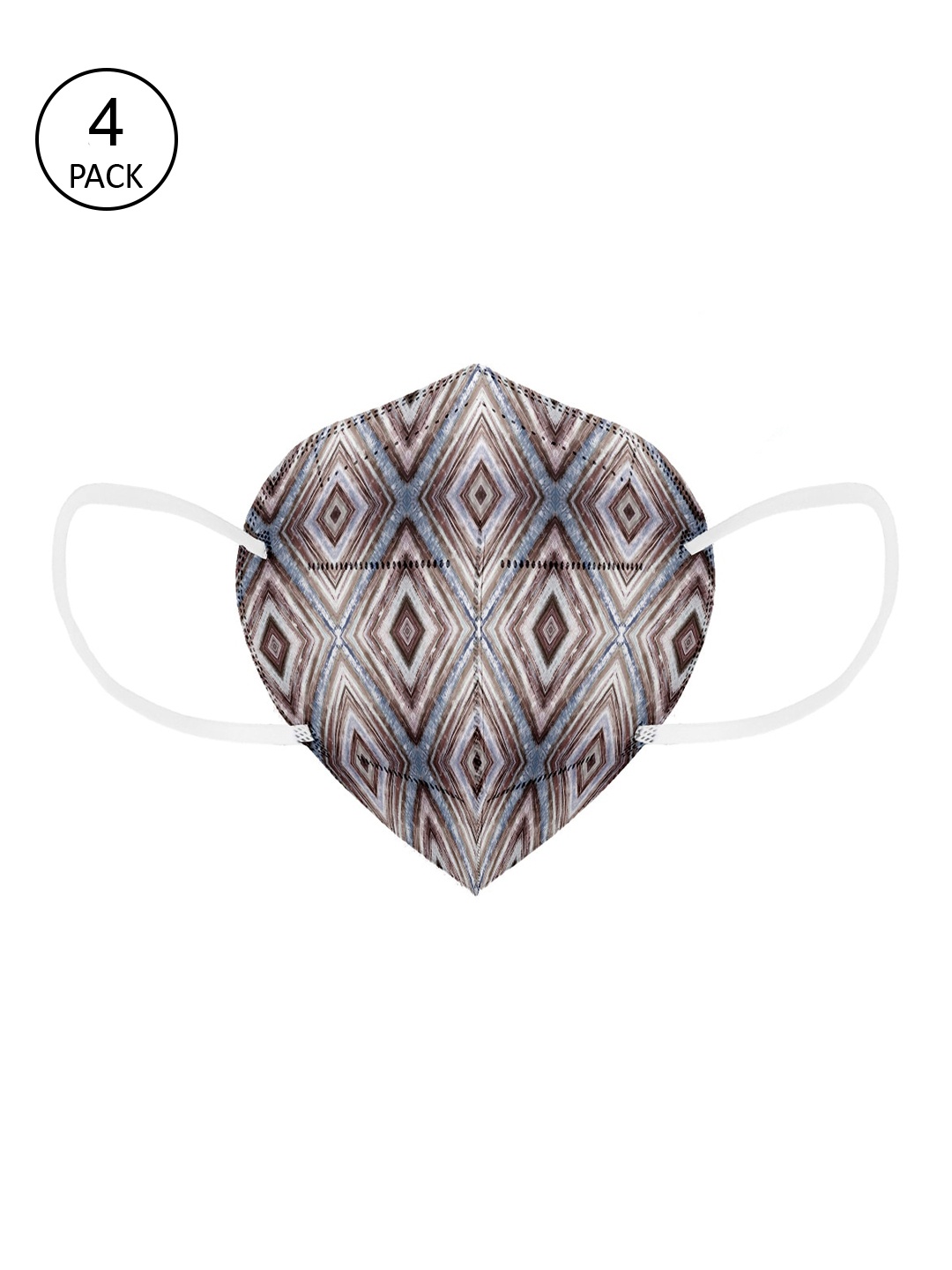 

Status Unisex Pack Of 4 Brown & Beige Printed 4-Ply Reusable N95 Masks