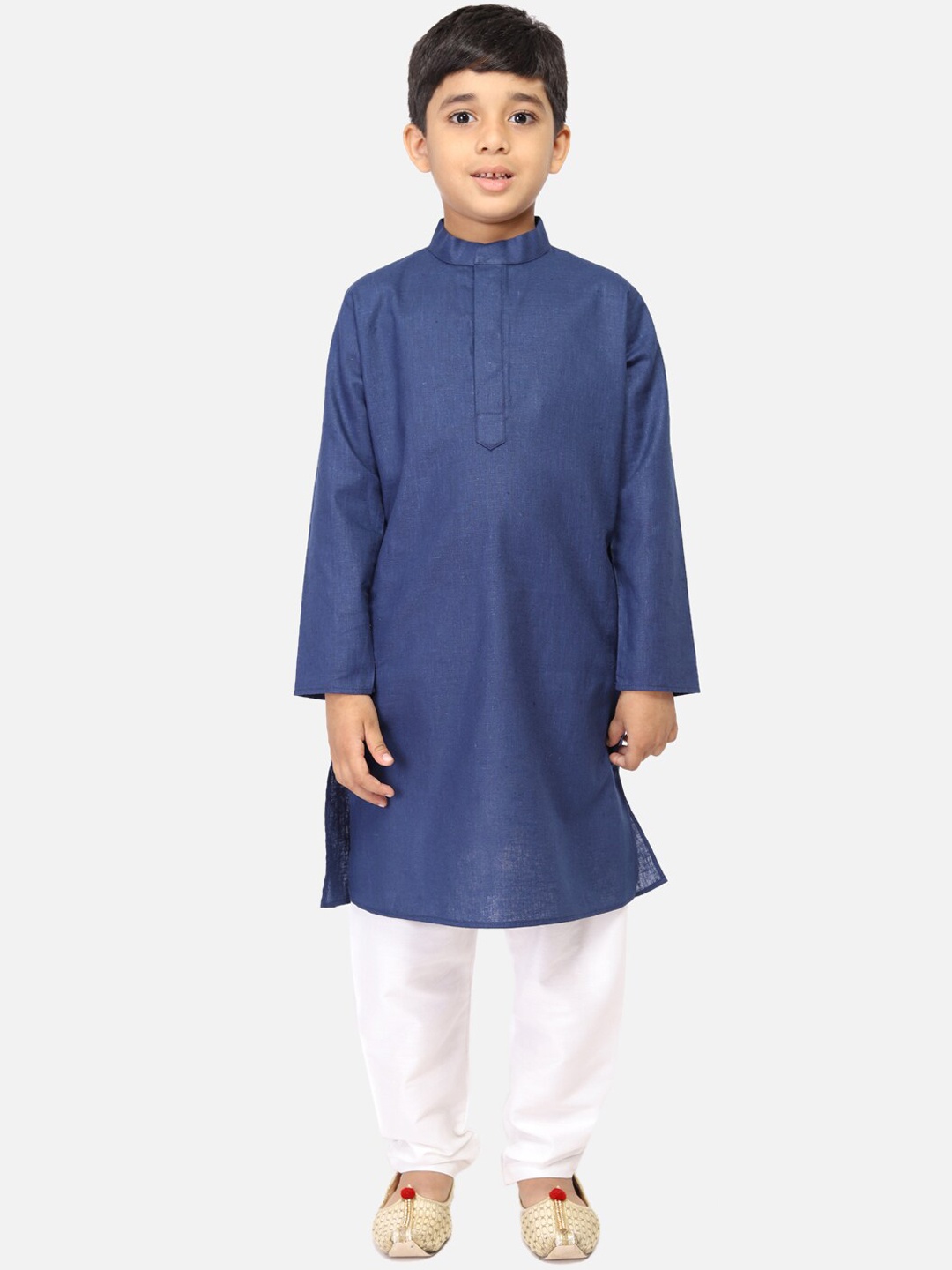 

TABARD Boys Navy Blue & White Regular Straight Pure Cotton Kurta & Pyjamas
