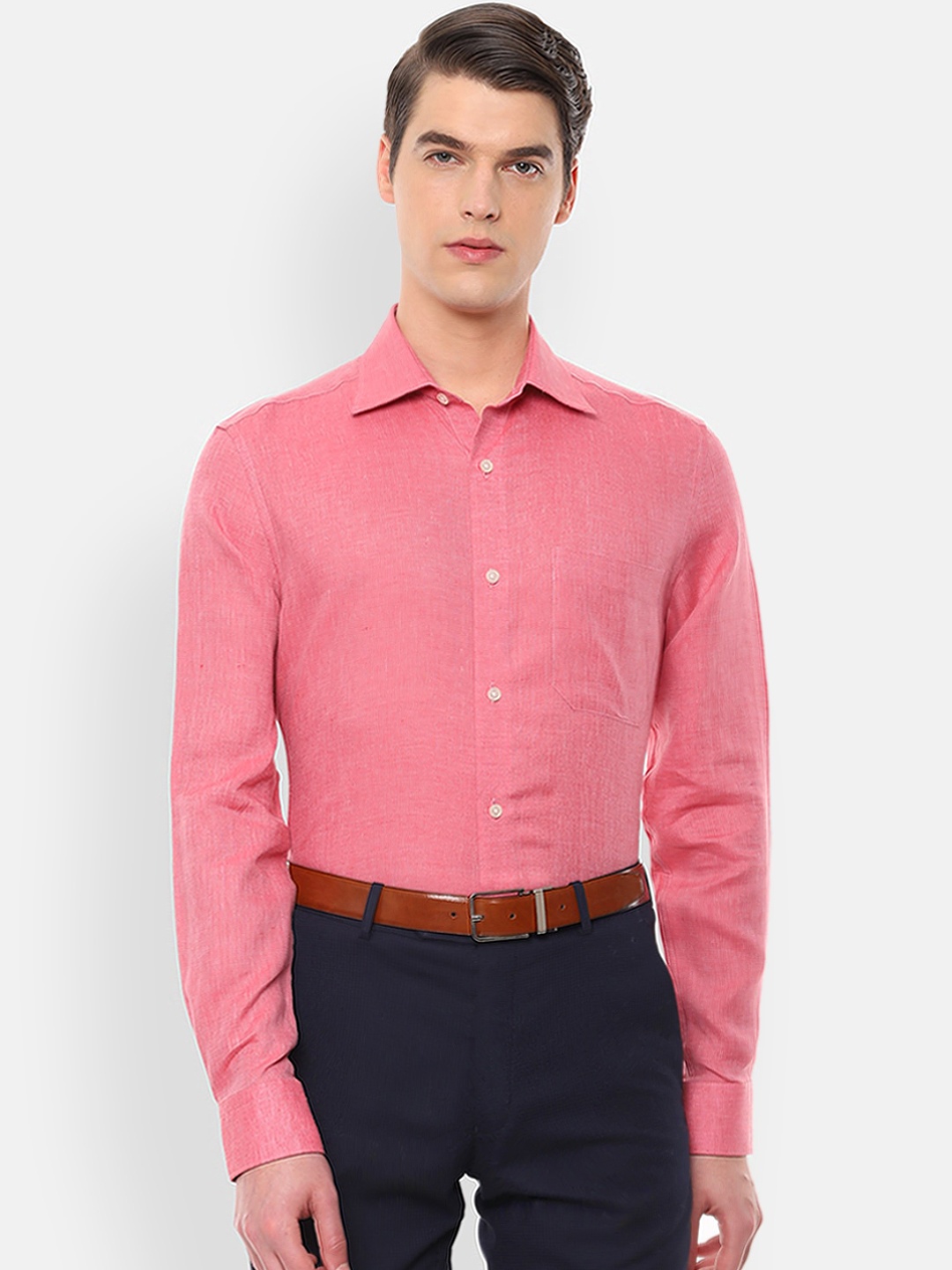 

Louis Philippe Men Pink Regular Fit Solid Casual Shirt