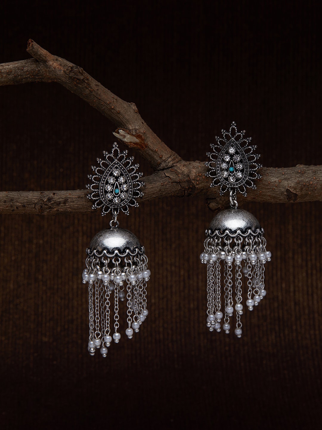 

Accessorize Silver-Toned Contemporary Jhumkas