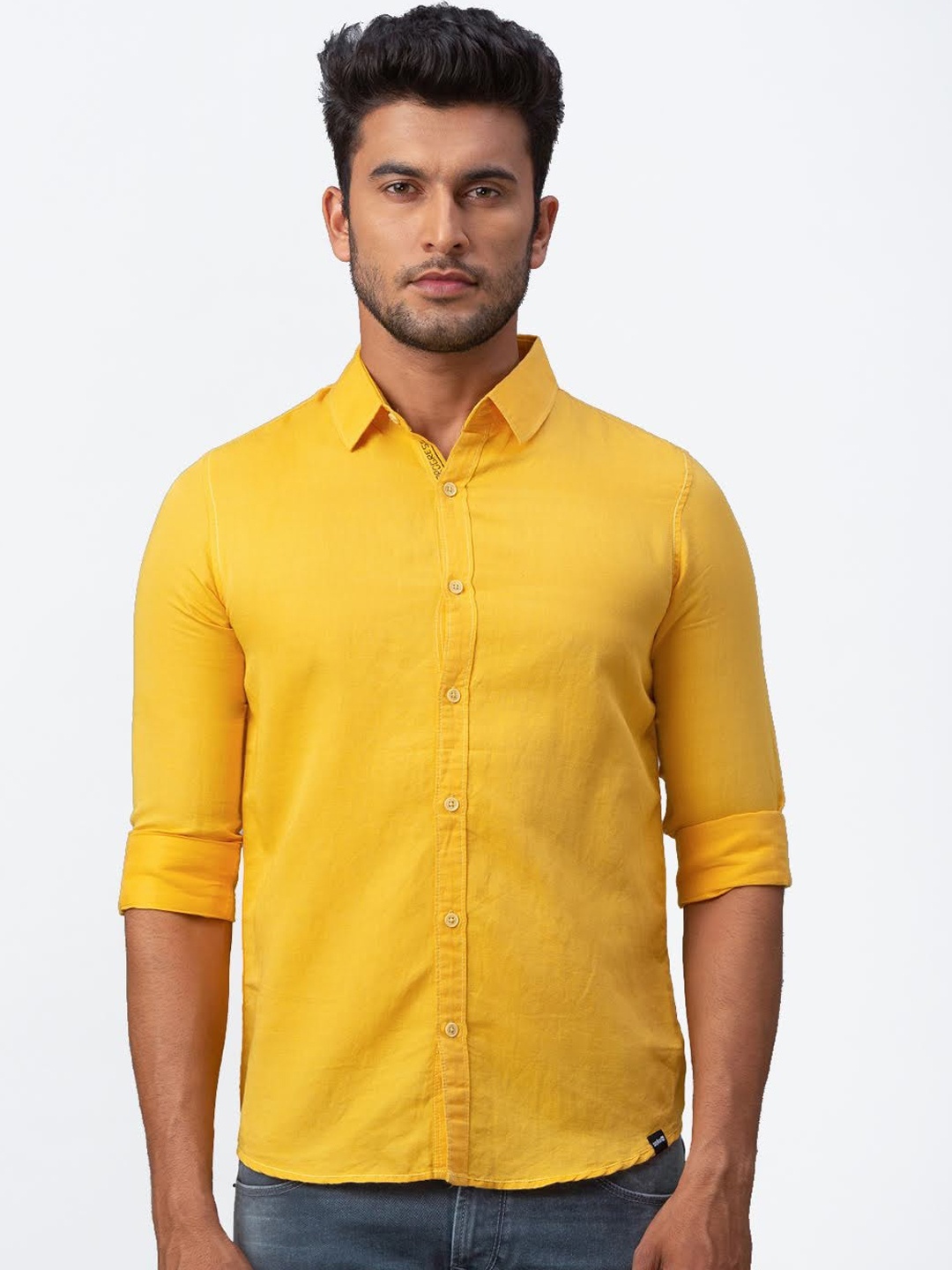 

SPYKAR Men Yellow Slim Fit Solid Casual Shirt