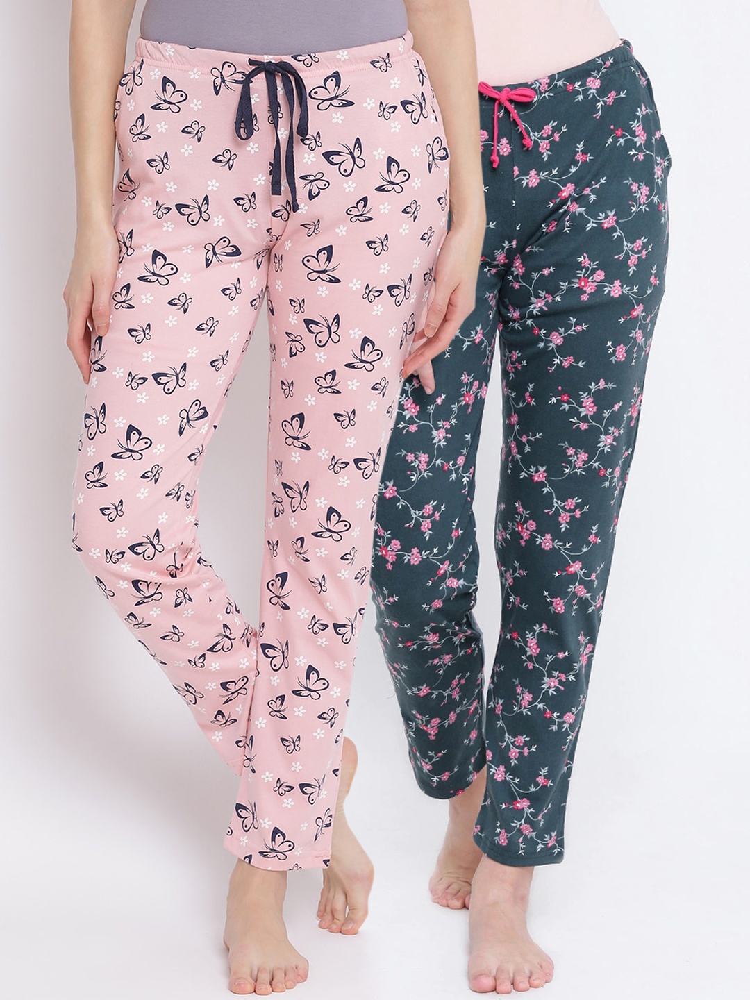 

Kanvin Women Pack Of 2 Printed Cotton Lounge Pants, Pink
