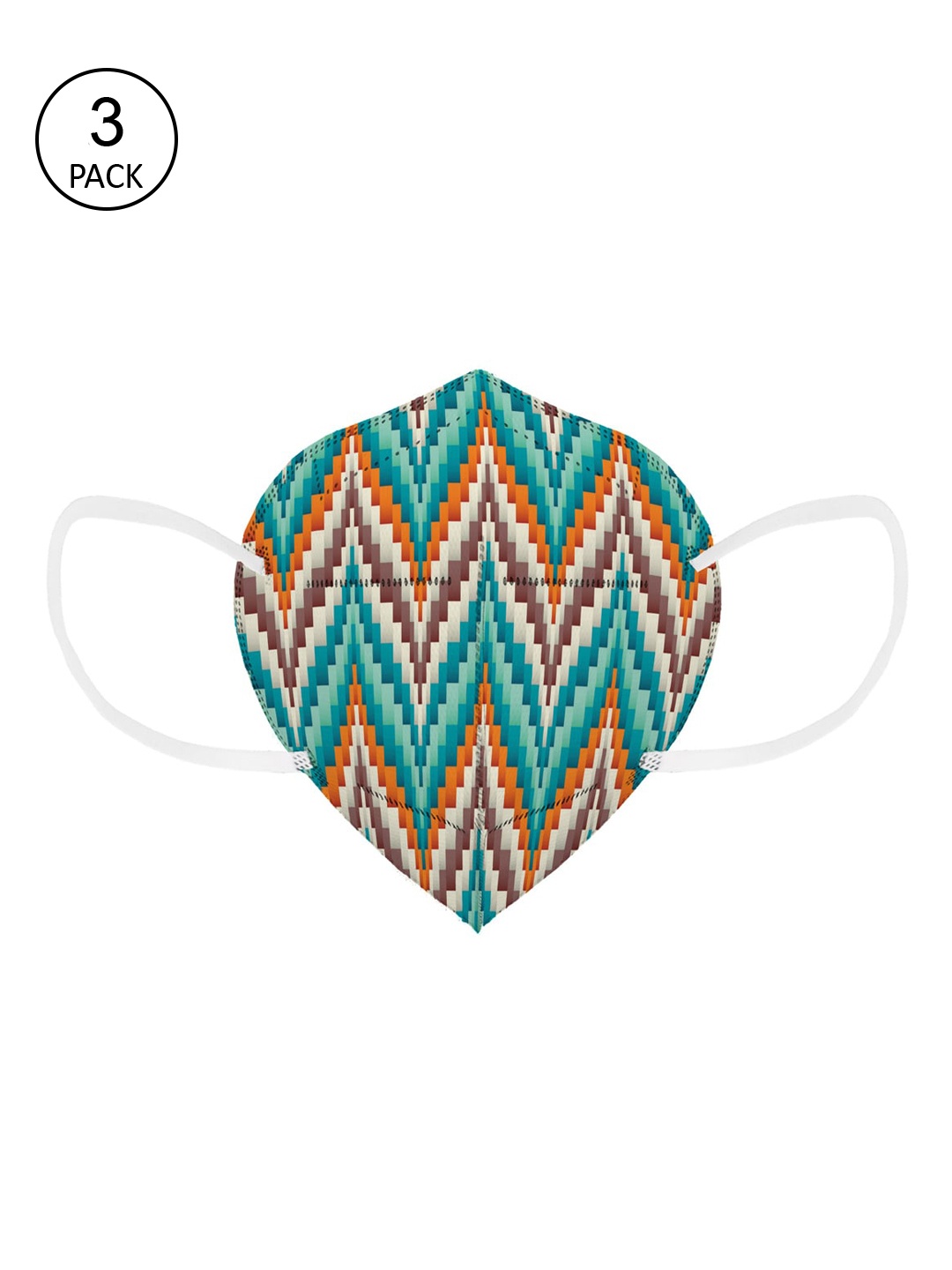 

Status Unisex Pack Of 3 Green & Orange Printed 4-Ply Reusable N95 Masks