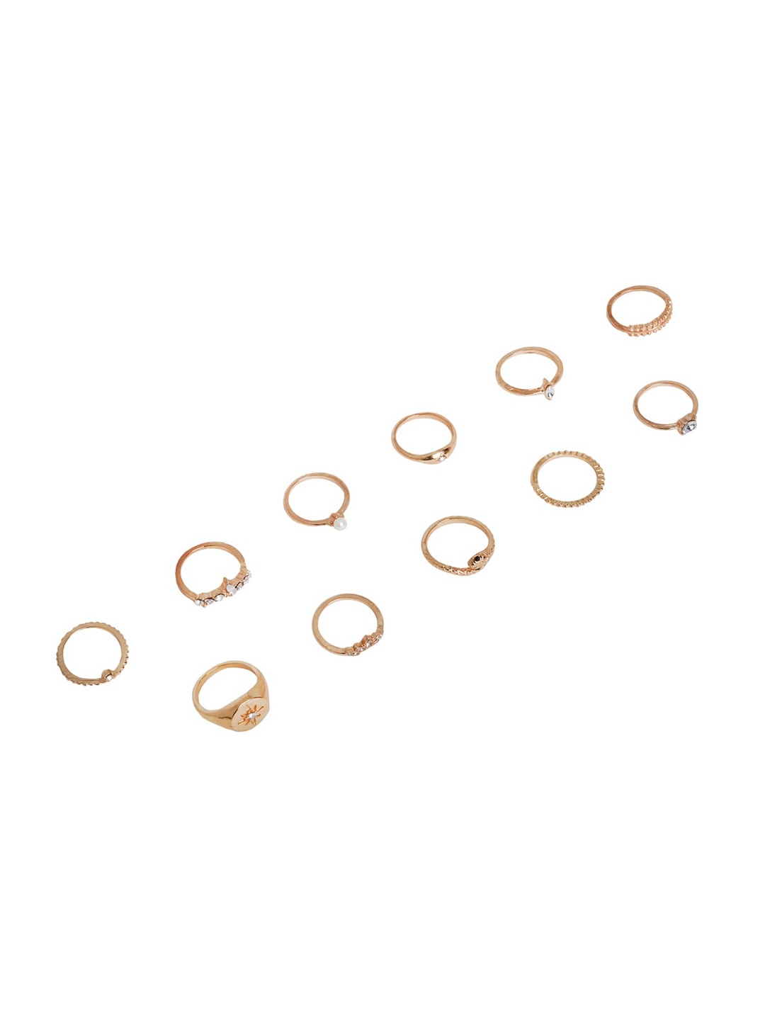 

JOKER & WITCH Set of 11 Dare To Be Finger Rings, Gold