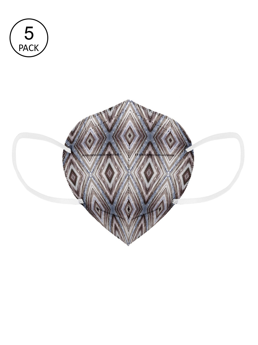 

Status Unisex Pack Of 5 Printed 5-Ply K95 Masks, Brown