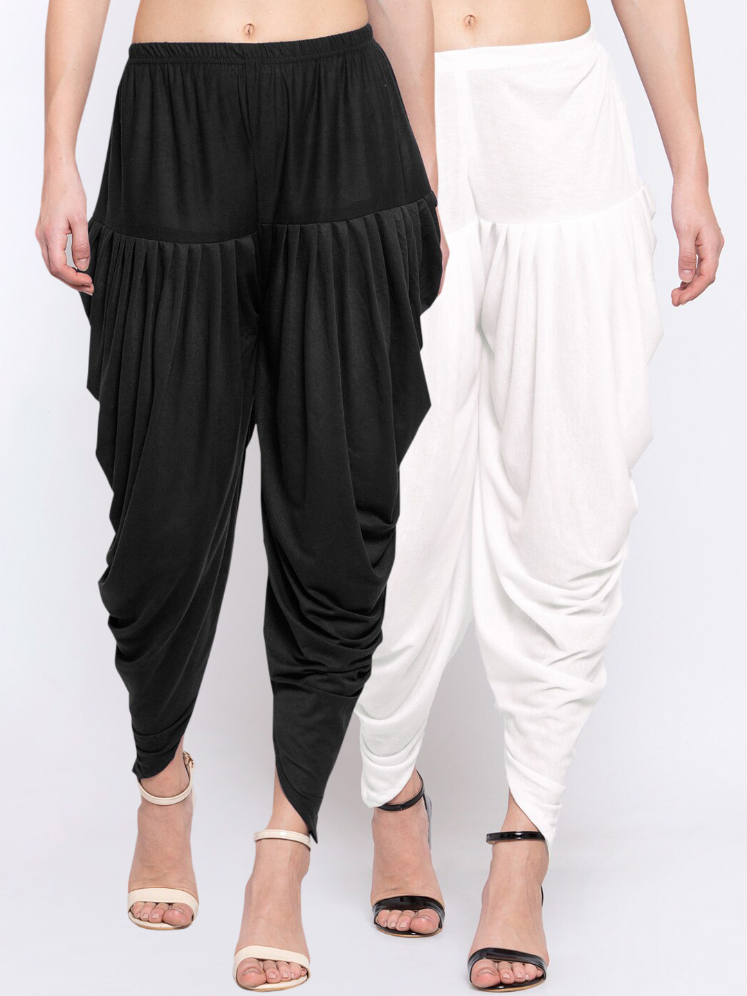 

KLOTTHE Women Pack Of 2 Black & White Solid Dhoti Salwar