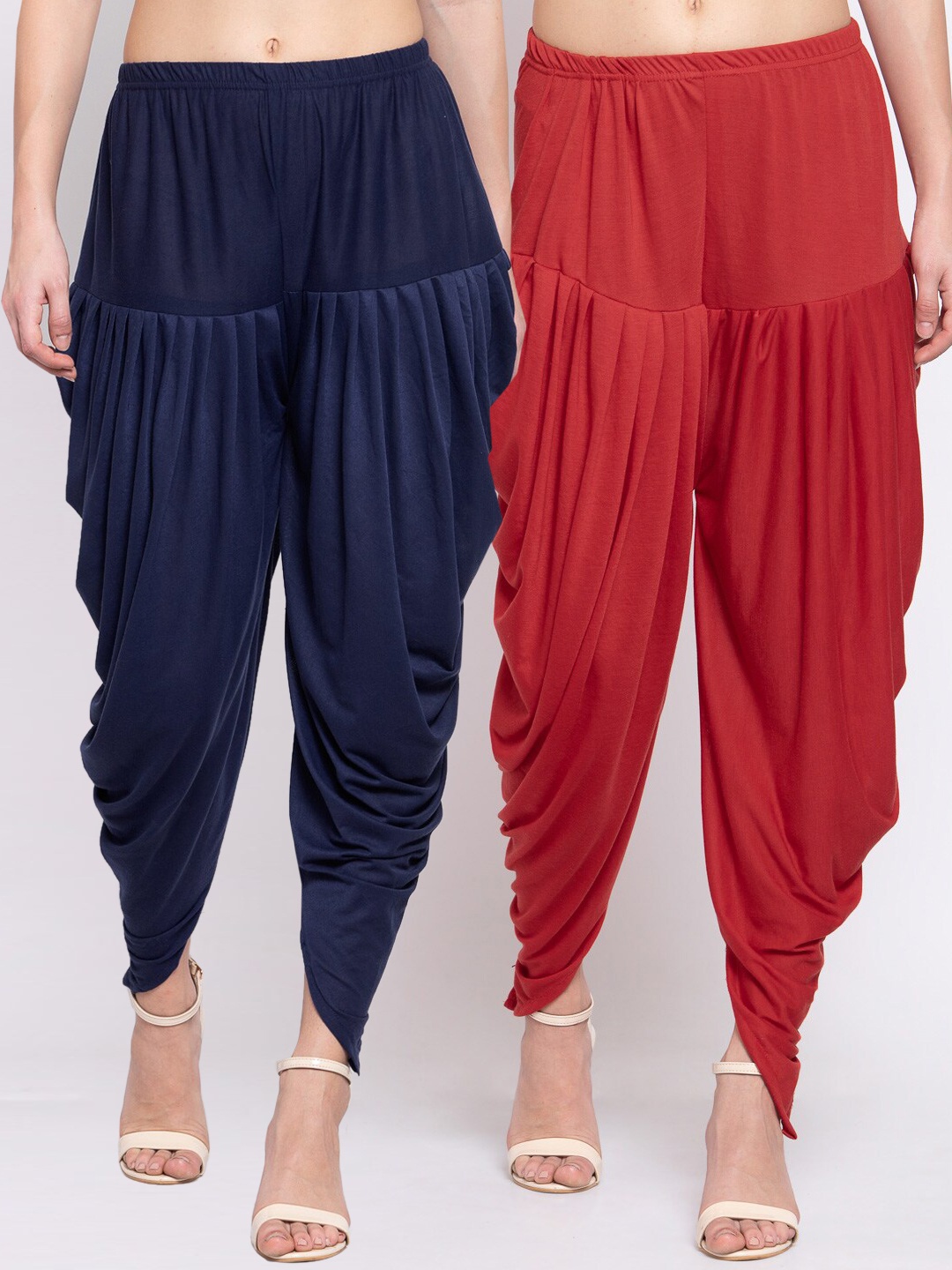 

KLOTTHE Women Pack Of 2 Red & Navy Blue Solid Dhoti Salwars