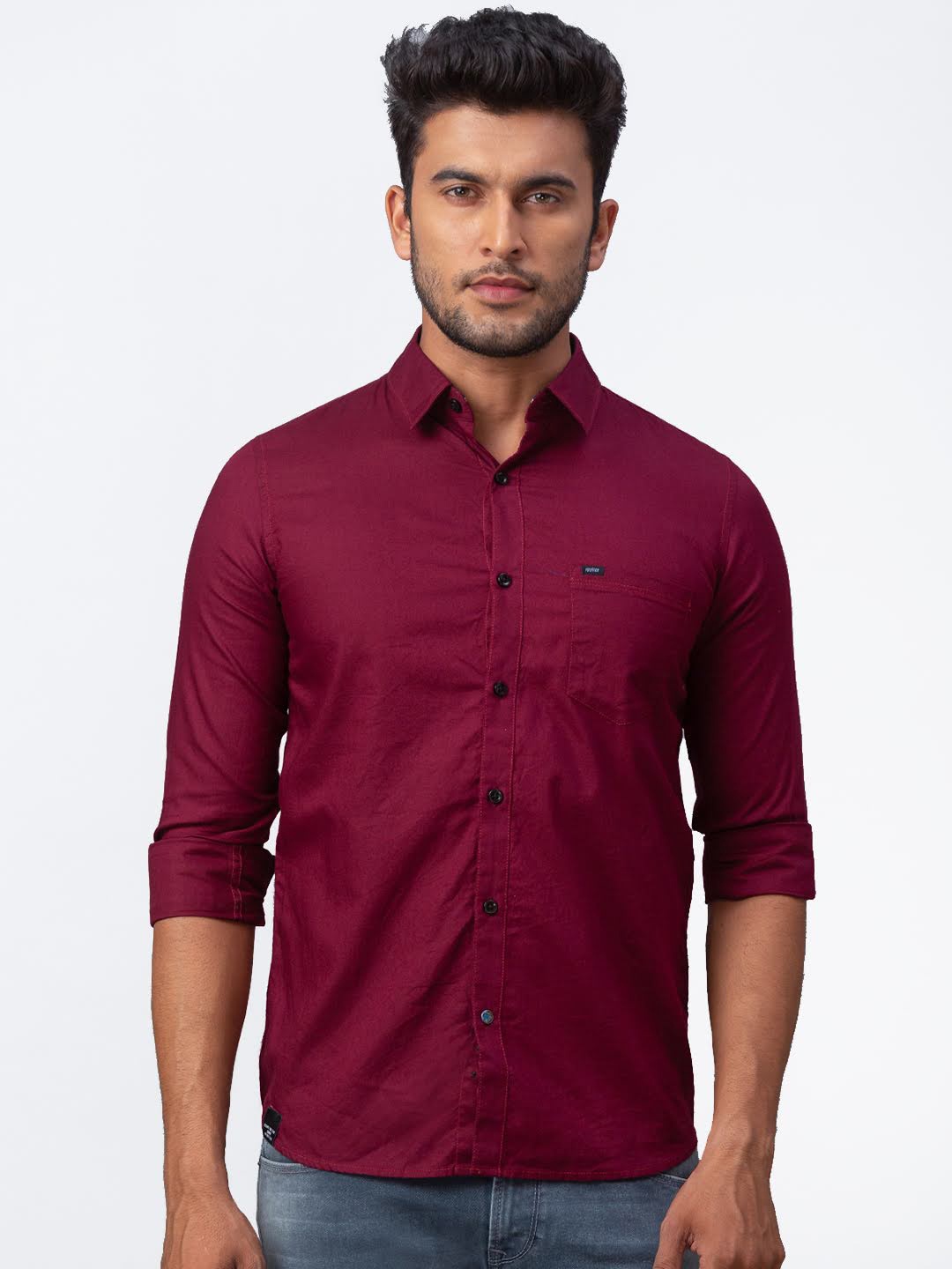 

SPYKAR Men Maroon Slim Fit Solid Casual Shirt