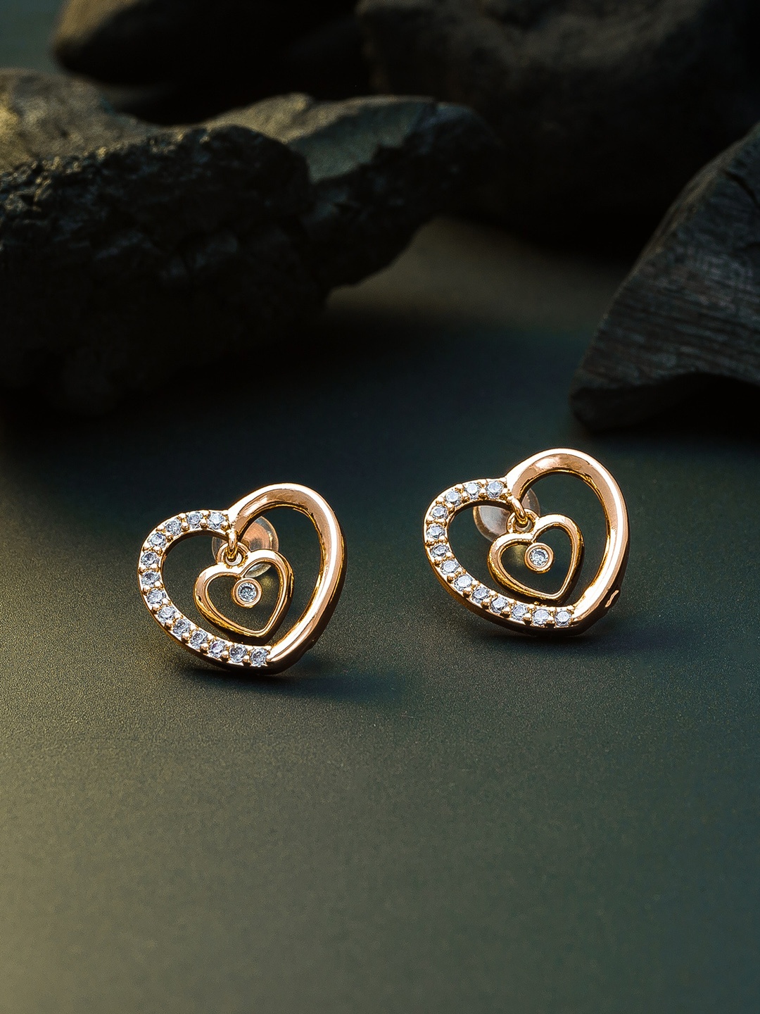 

aadita Gold-Plated Handcrafted Heart-Shaped Studs