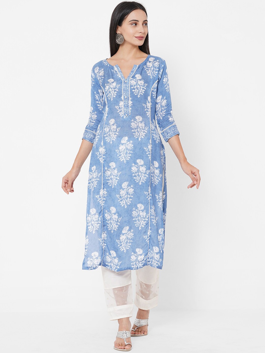 

FASHOR Women Blue Ethnic Motifs Printed Kurta