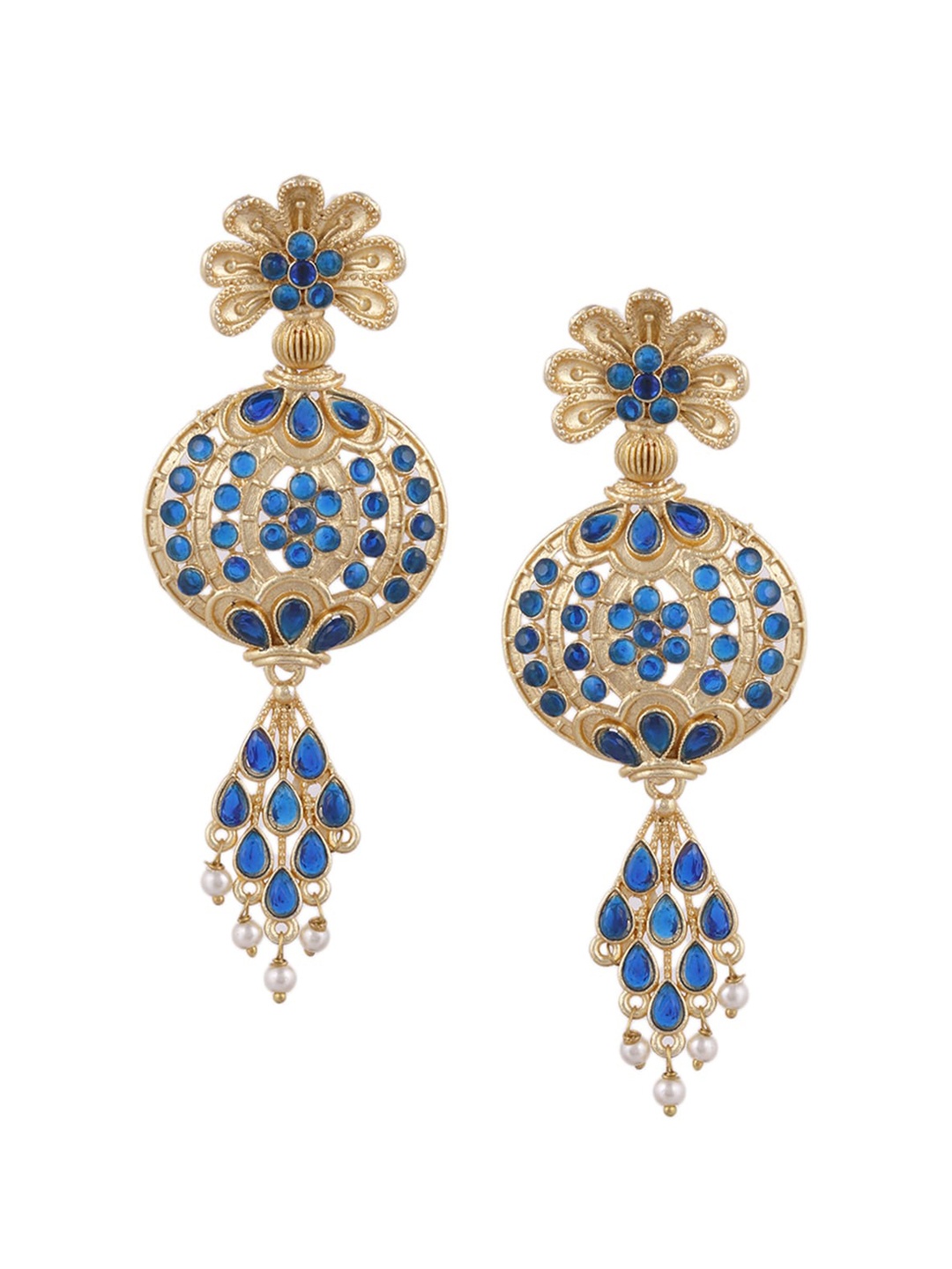 

Silvermerc Designs Gold-Plated & Blue Contemporary Drop Earrings