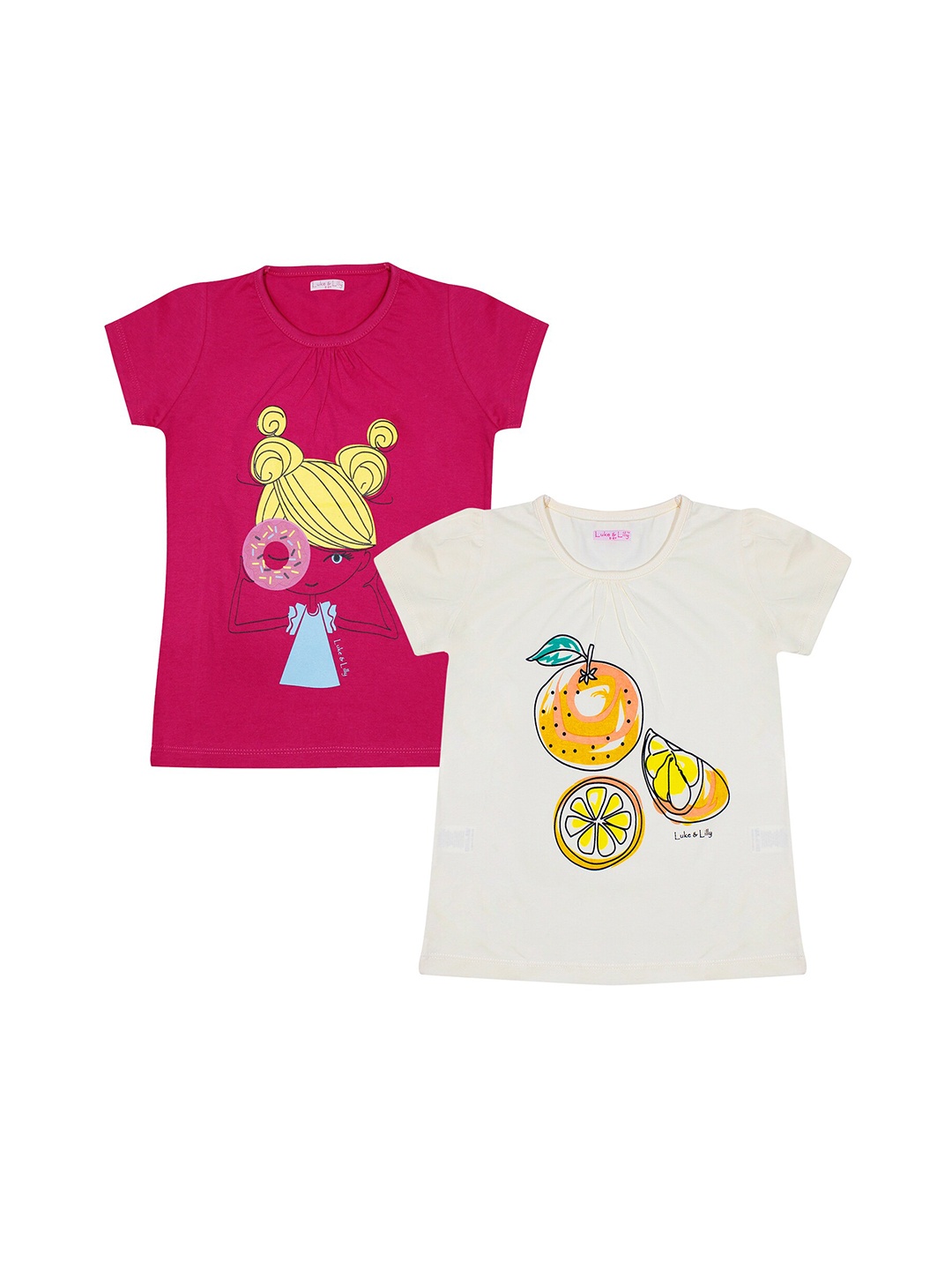 

Luke & Lilly Girls Pack of 2 Printed T-shirts, Off white