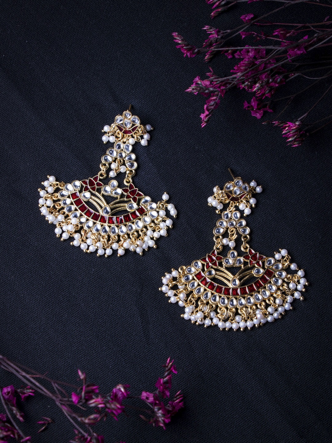 

MORKANTH JEWELLERY Maroon Contemporary Chandbalis