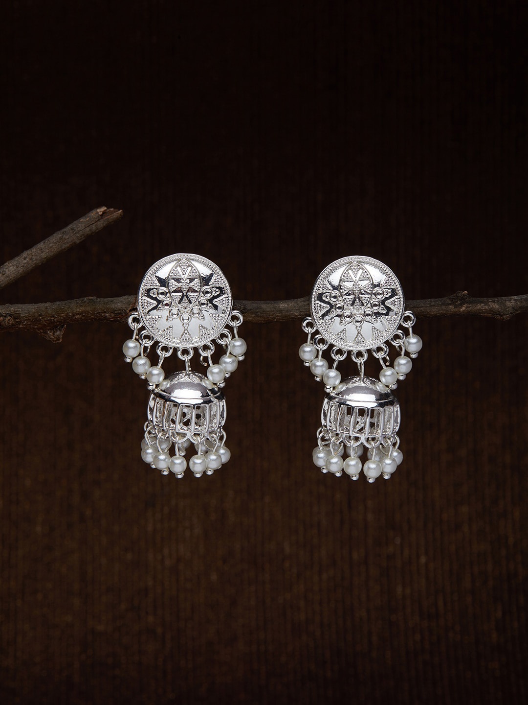 

Accessorize Silver-Plated Dome Shaped Jhumkas
