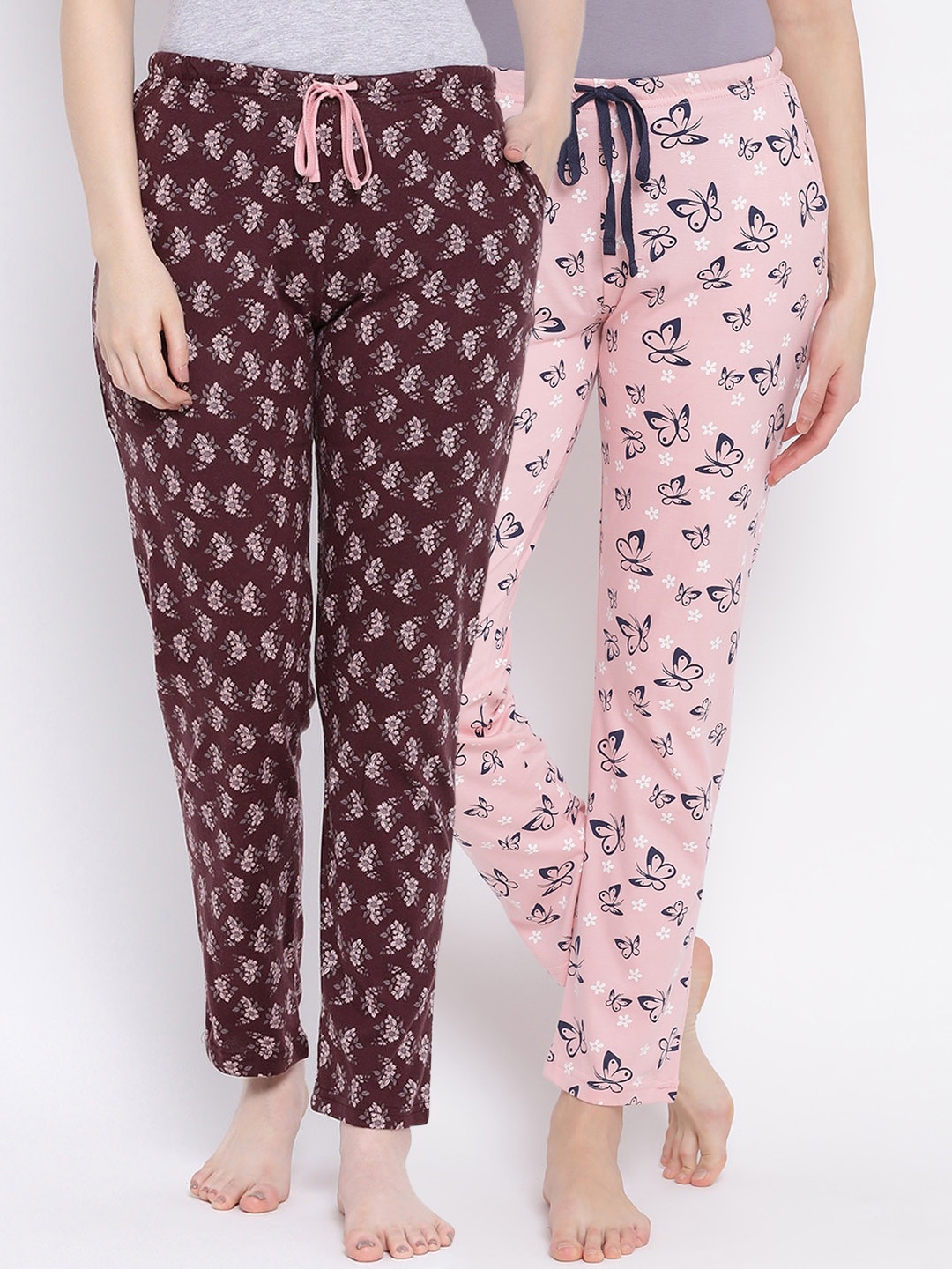 

Kanvin Women Pack Of 2 Printed Cotton Lounge Pants, Pink