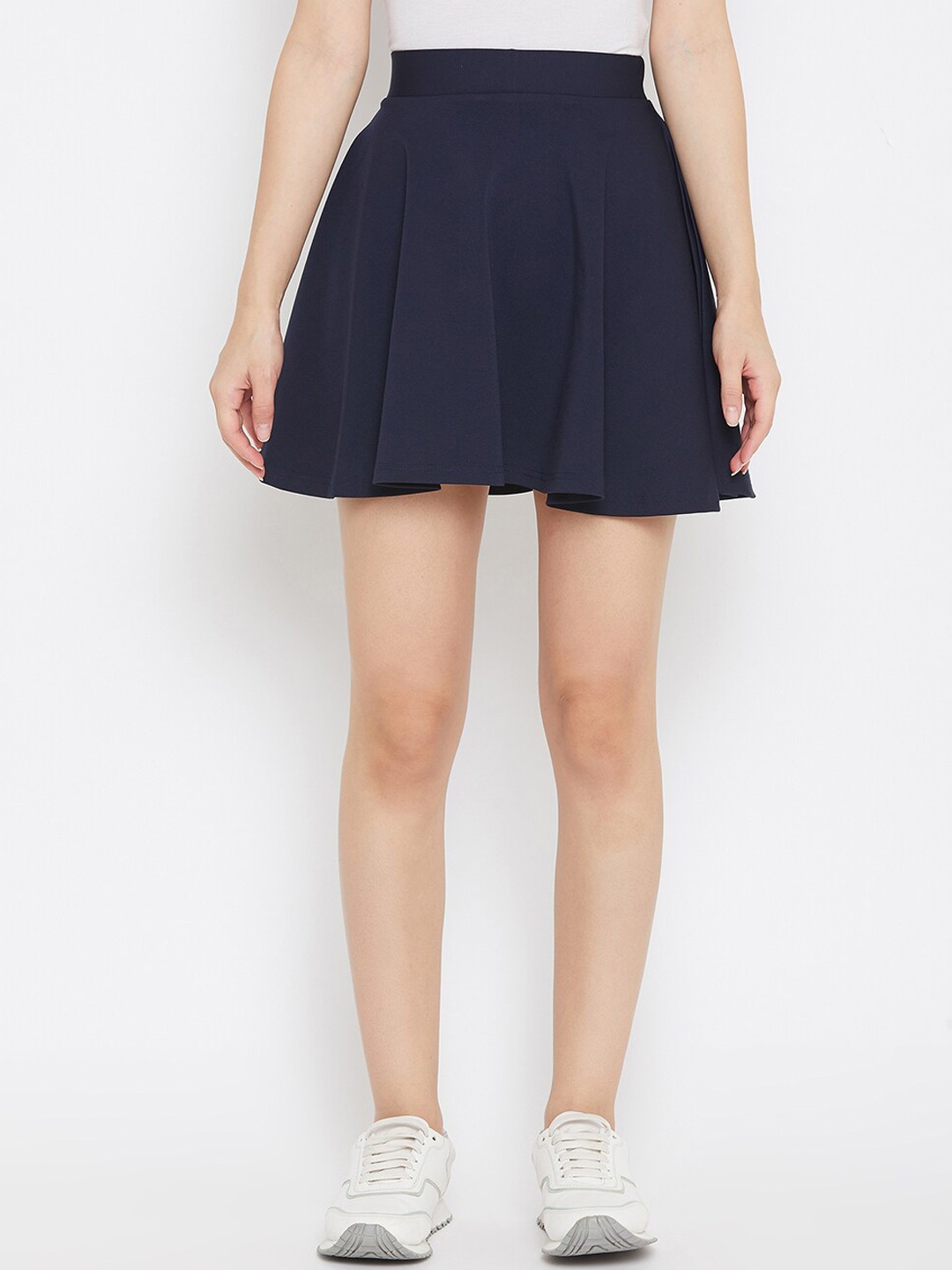 

Purple Feather Women Navy Blue Solid Flared Mini Skirt