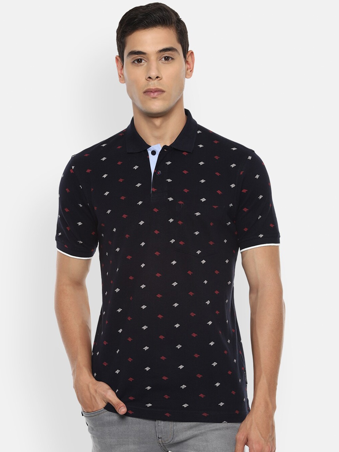 

Van Heusen Sport Men Black & Red Printed Polo Collar T-shirt