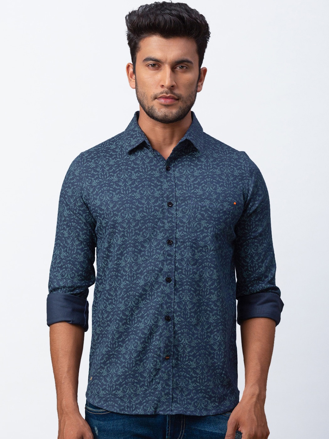 

SPYKAR Men Blue Slim Fit Printed Casual Shirt