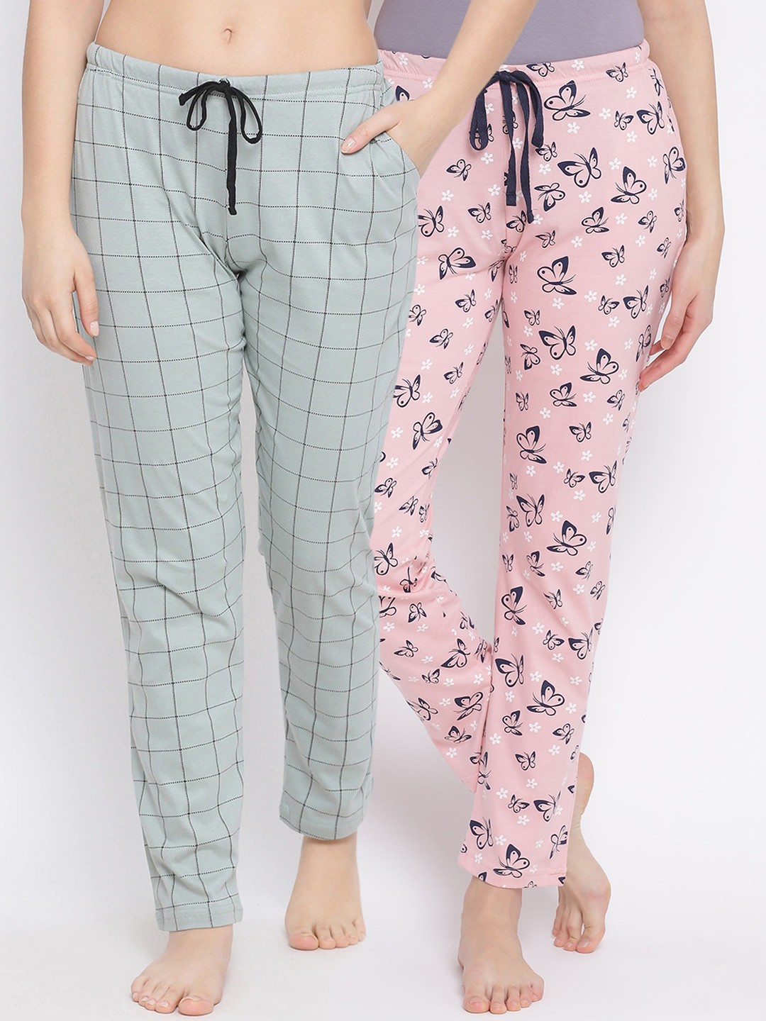 

Kanvin Women Pack of 2 Pure Cotton Lounge Pants, Pink