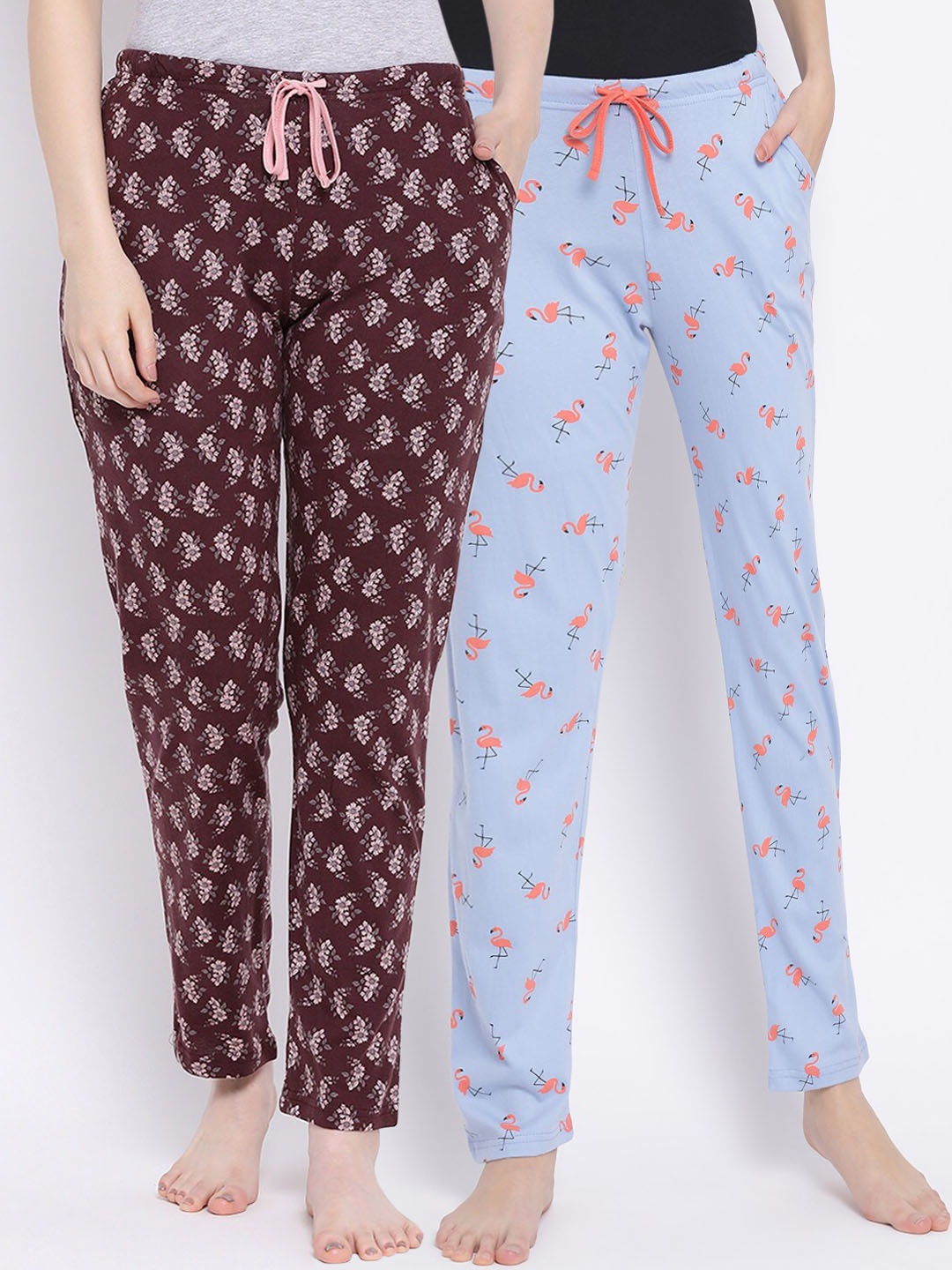 

Kanvin Women Pack of 2 Printed Cotton Lounge Pants, Blue