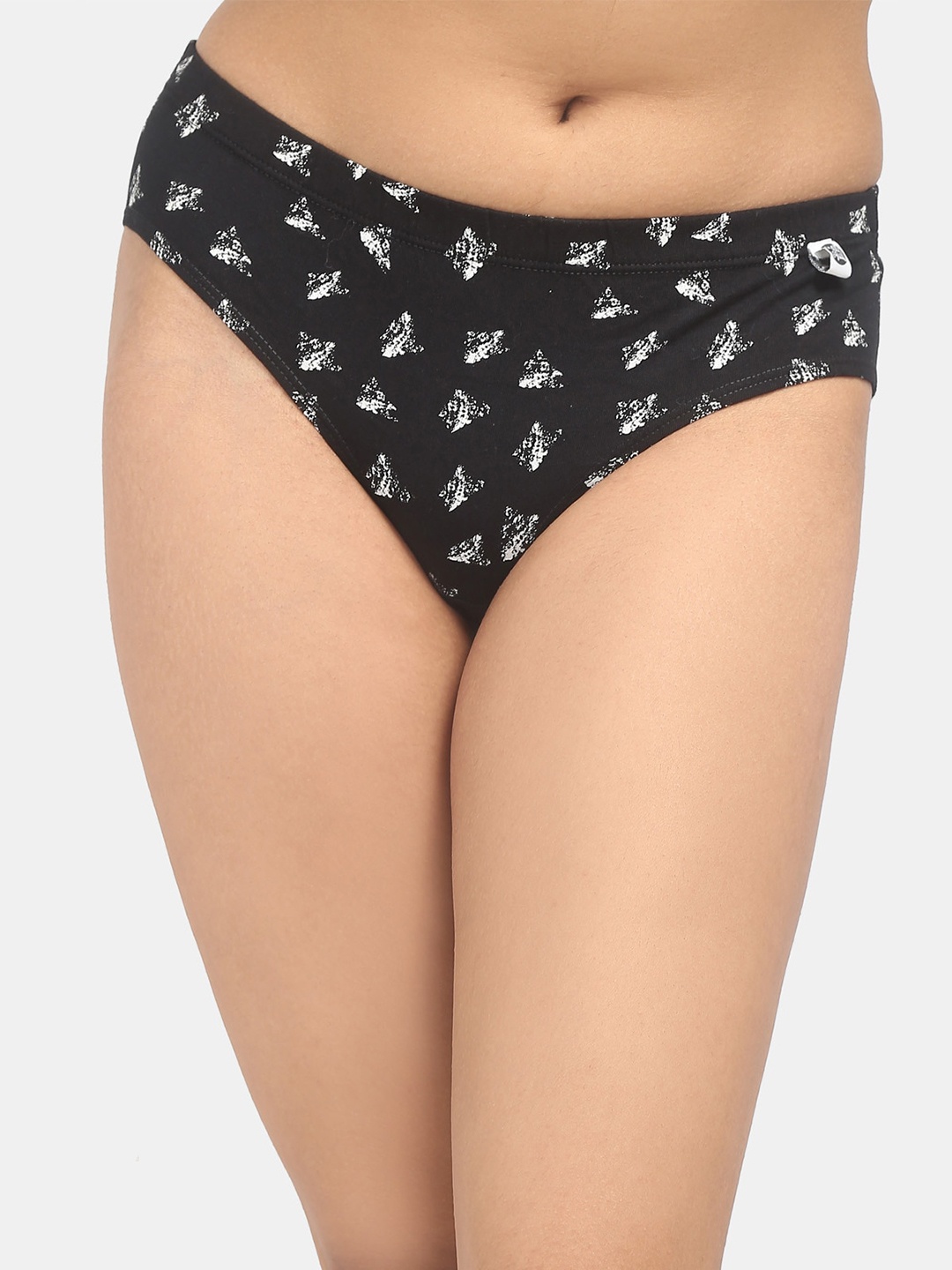 Wear Equal Women Black & White Printed Bikini Briefs 002/BA/AOP