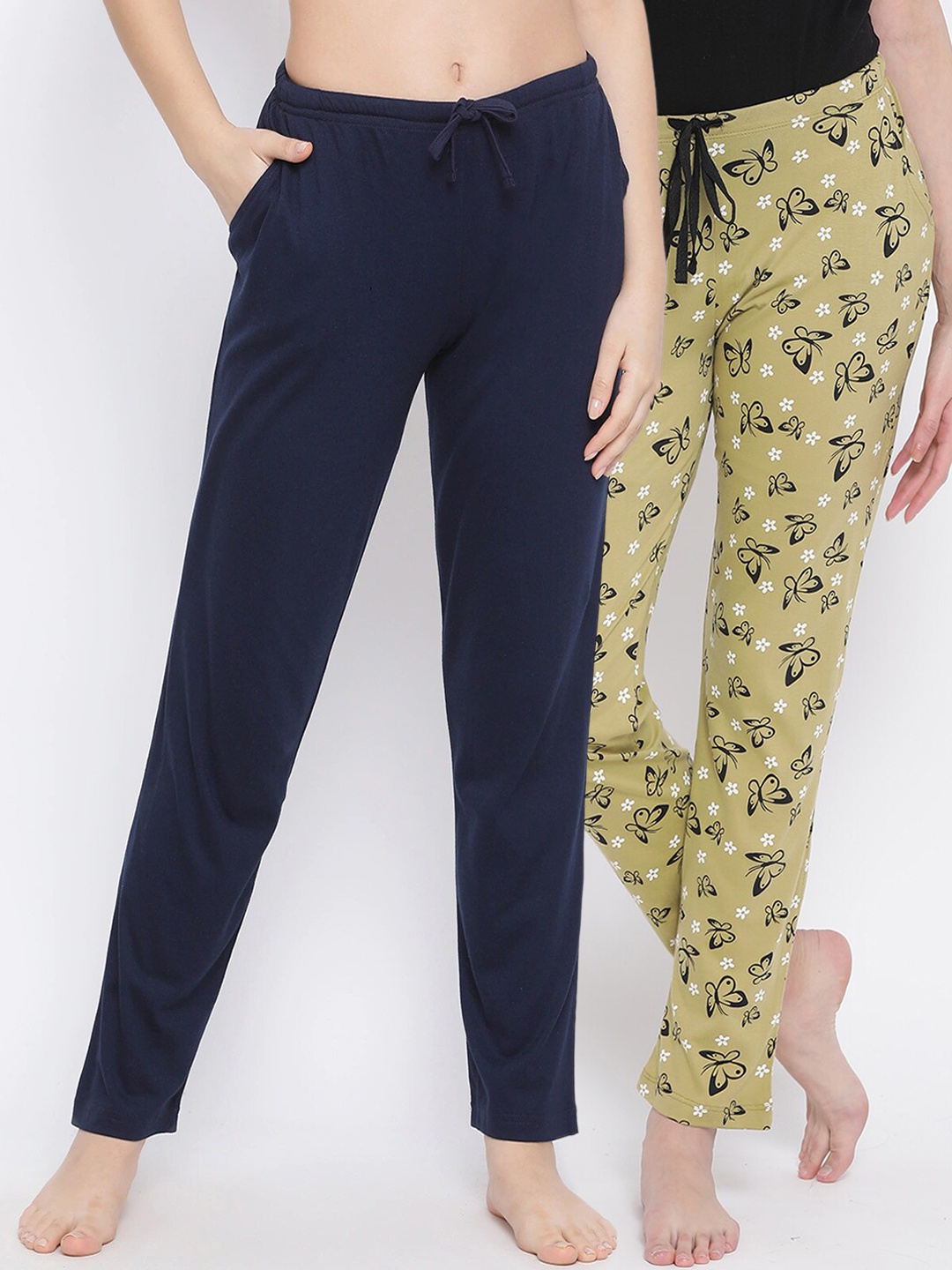 

Kanvin Women Pack of 2 Pure Cotton Lounge Pants, Mustard