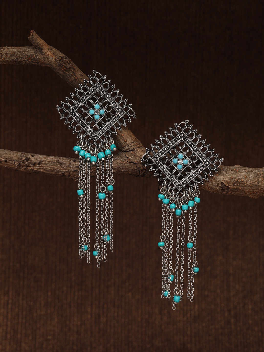 

Accessorize London Women Oxidized Silver Long Earrings