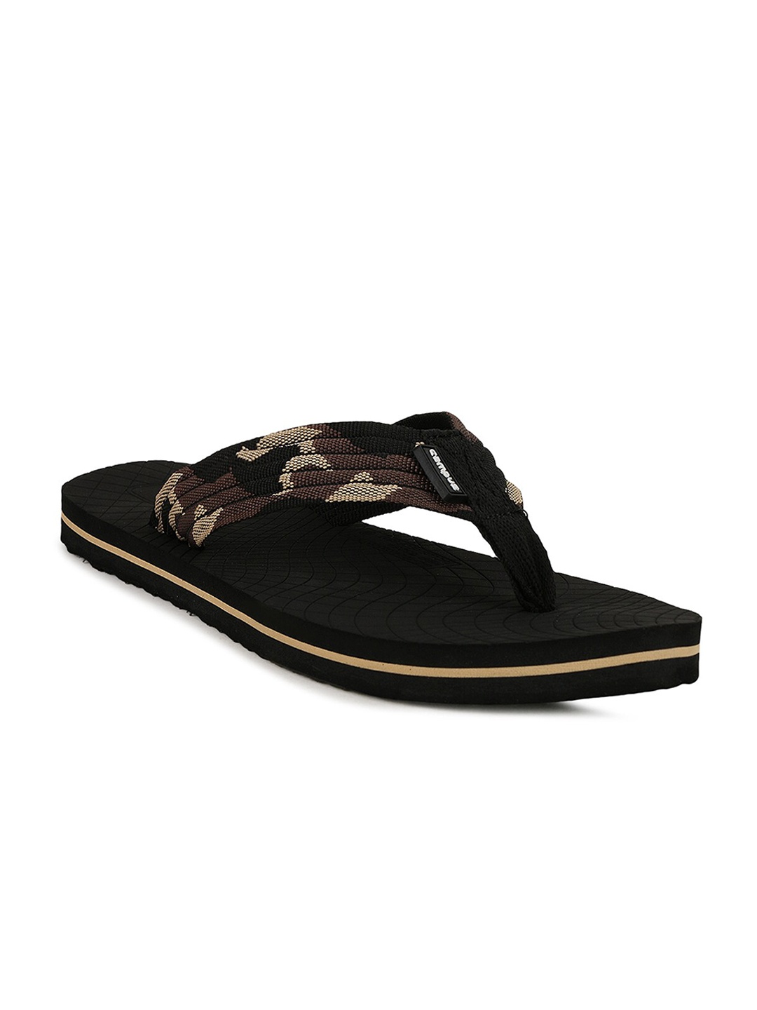 

Campus Men Black & Brown Printed Thong Flip-Flops
