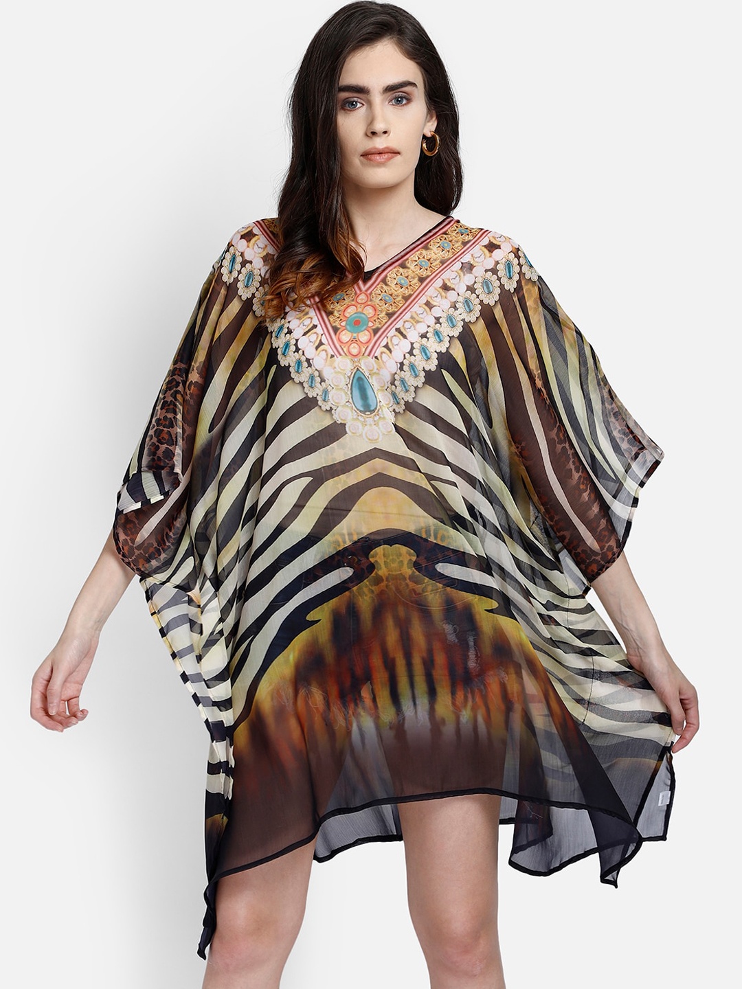 

Aditi Wasan Multicoloured Printed Kaftan Dress, Multi
