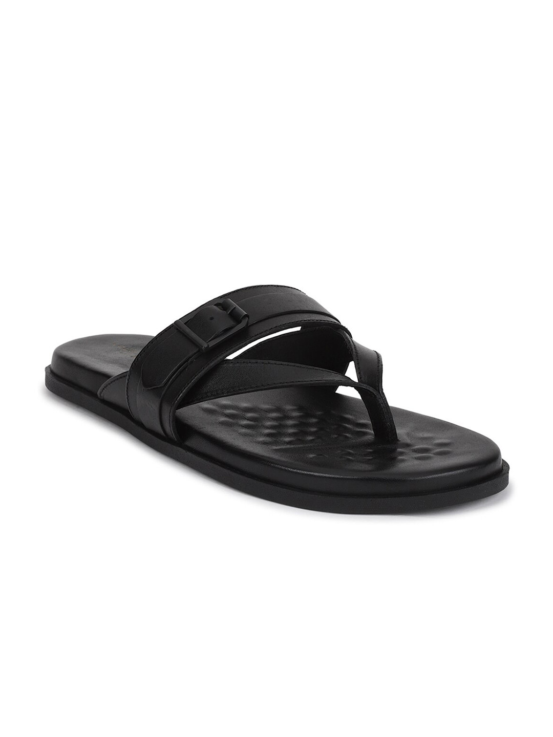 

Louis Philippe Men Black Leather Comfort Sandals