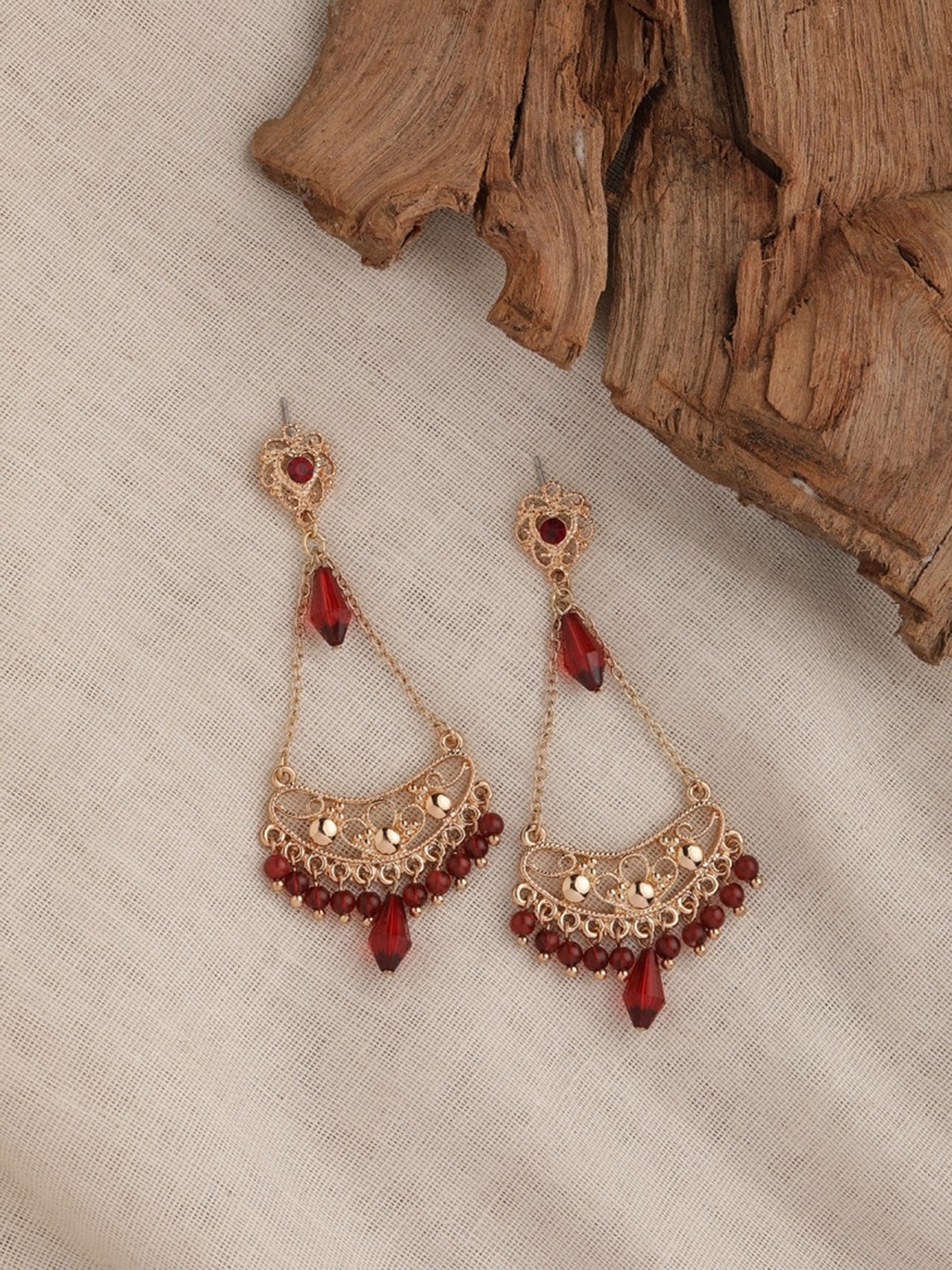 

Accessorize Gold-Plated & Red Crescent Shaped Chandbalis
