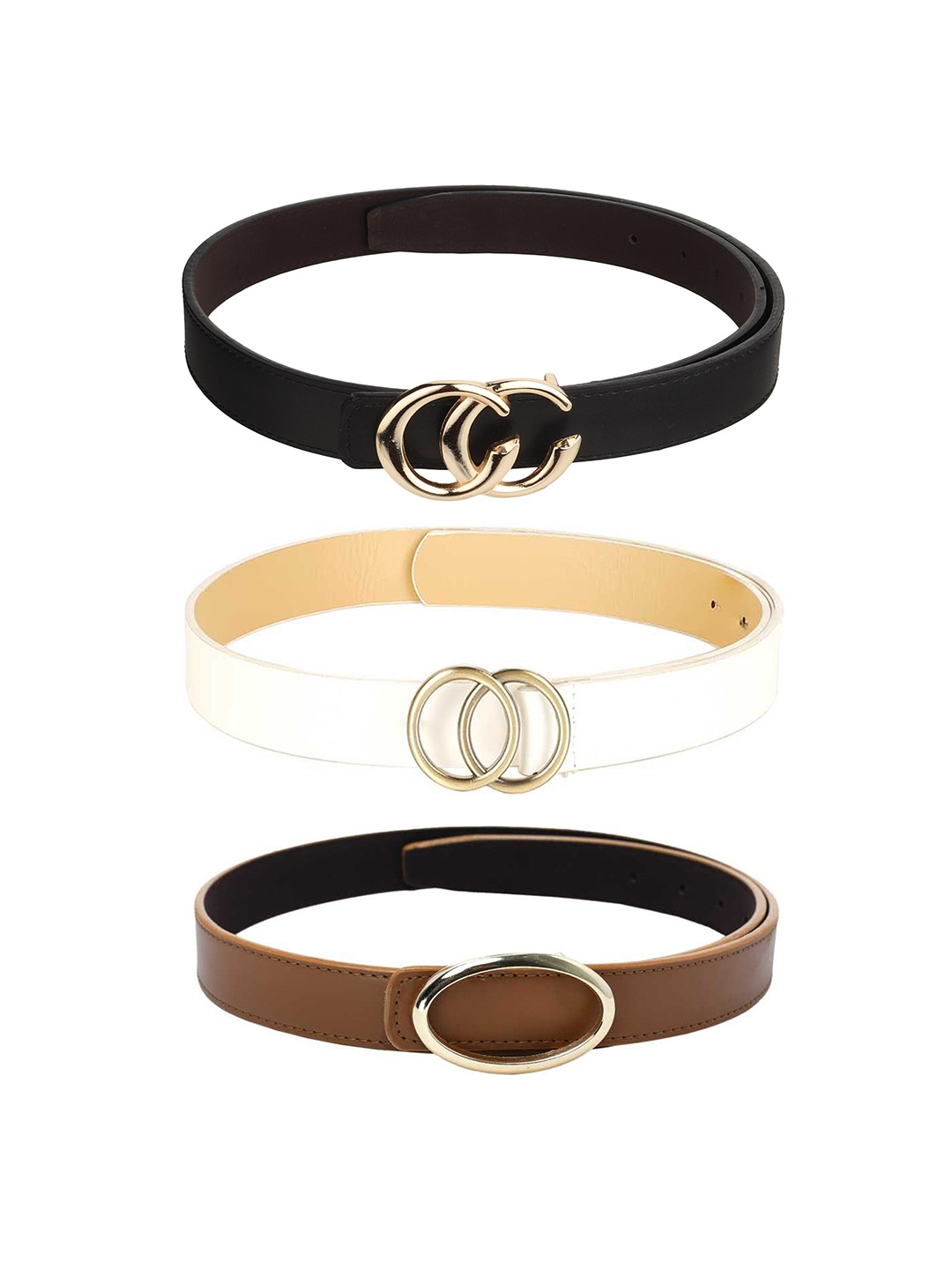 

Kastner Pack of 3 Women Brown & Black Solid Belt