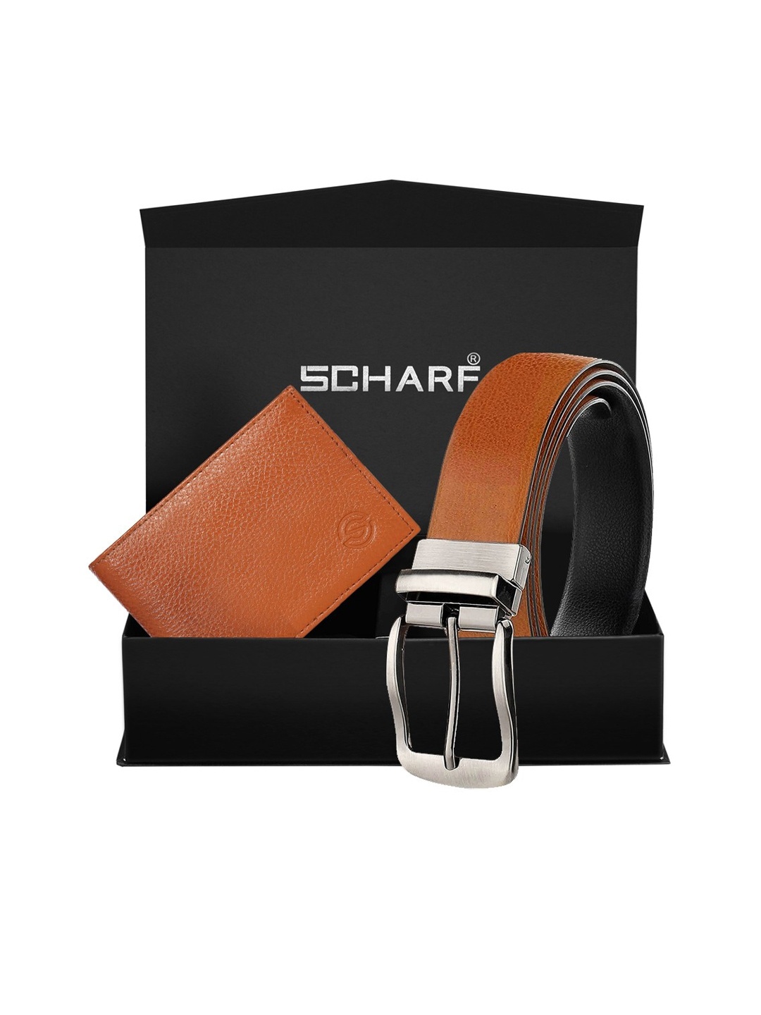 

SCHARF Men Tan Brown Solid Genuine Leather Accessory Gift Set, Black