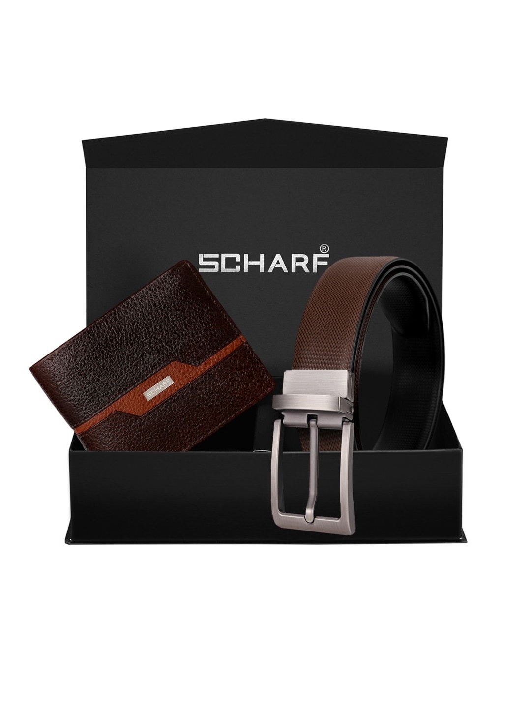 SCHARF Men Brown Solid Genuine Leather Accessory Gift Set