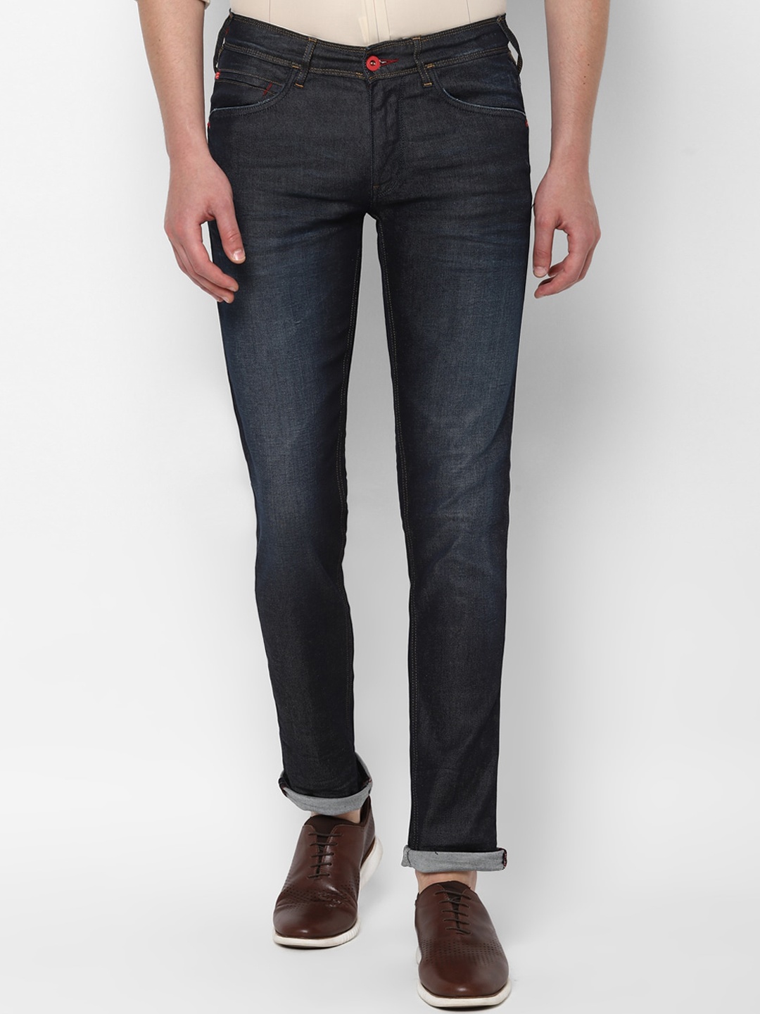 

Allen Solly Men Navy Blue Faded Cotton Mid-Rise Jeans
