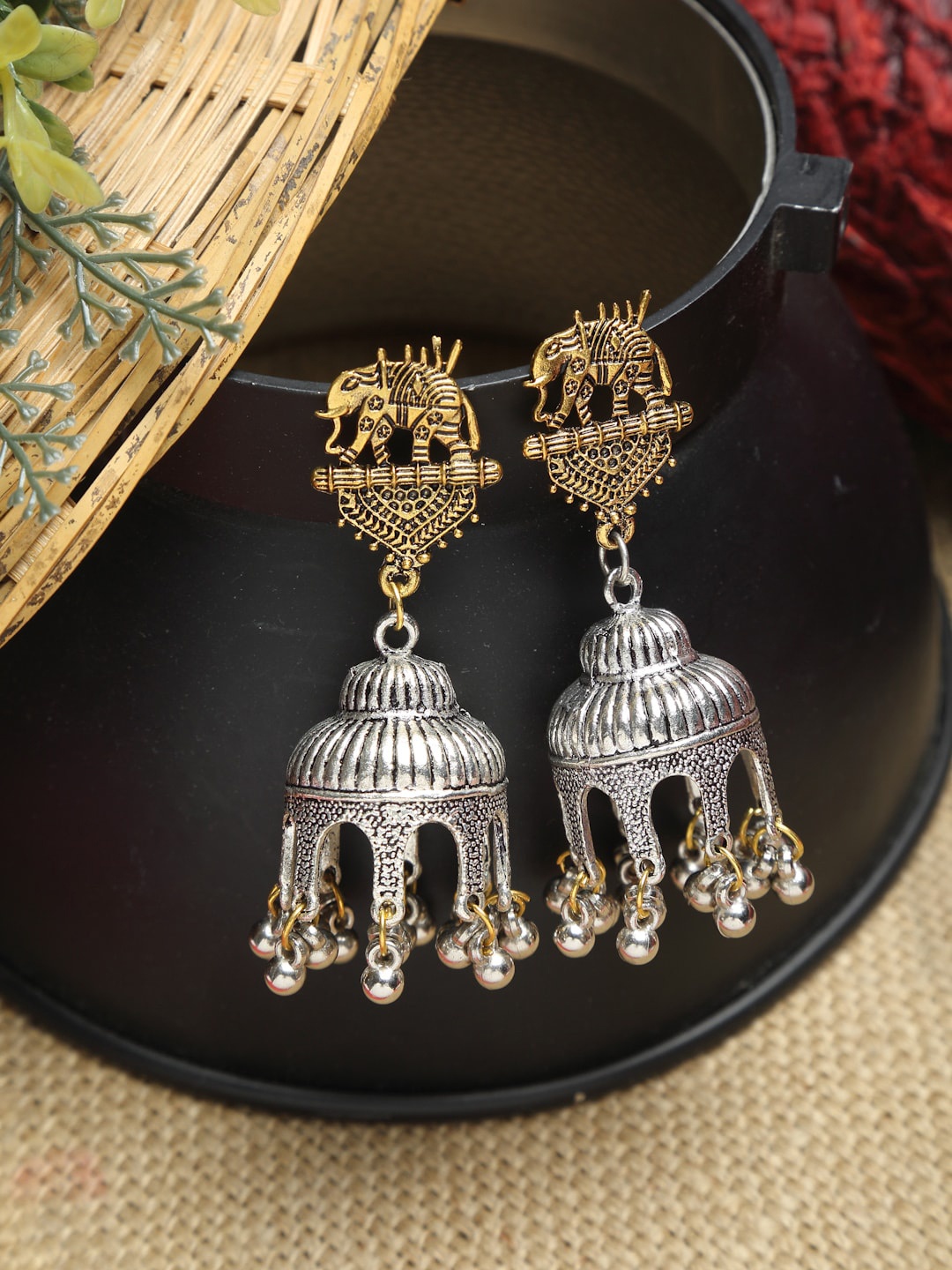 

NEUDIS Gold-Toned Contemporary Jhumkas