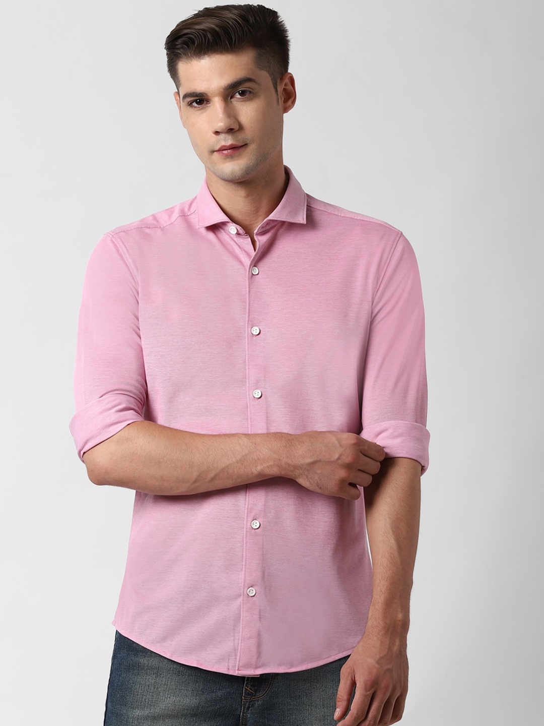 

Peter England Men Pink Solid Slim Fit Casual Shirt