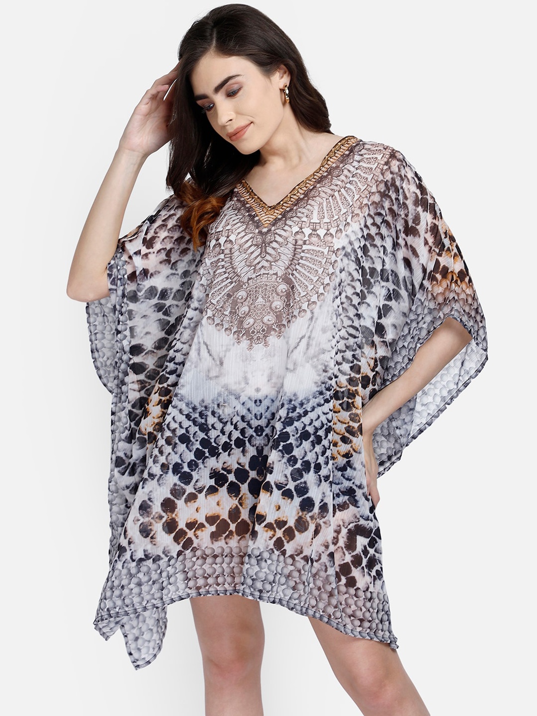

Aditi Wasan Multicolor Reptile Print Kaftan Dress, Multi