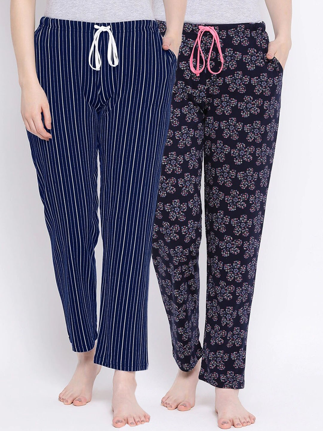

Kanvin Women Pack of 2 Pure Cotton Lounge Pants, Navy blue