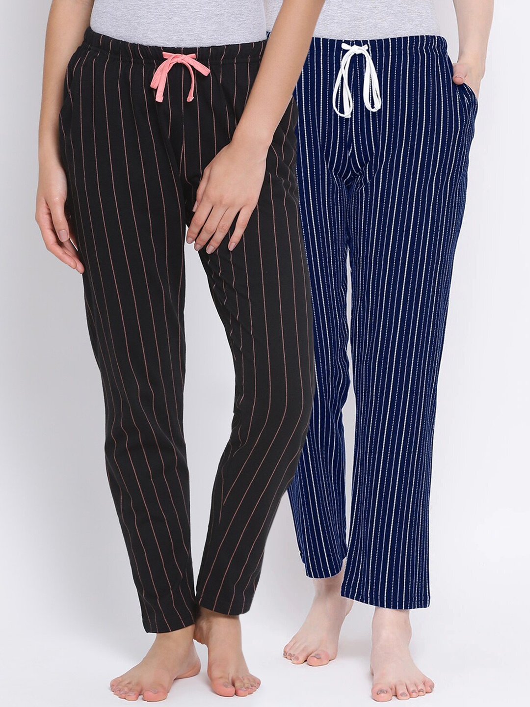 

Kanvin Women Pack of 2 Pure Cotton Lounge Pants, Navy blue