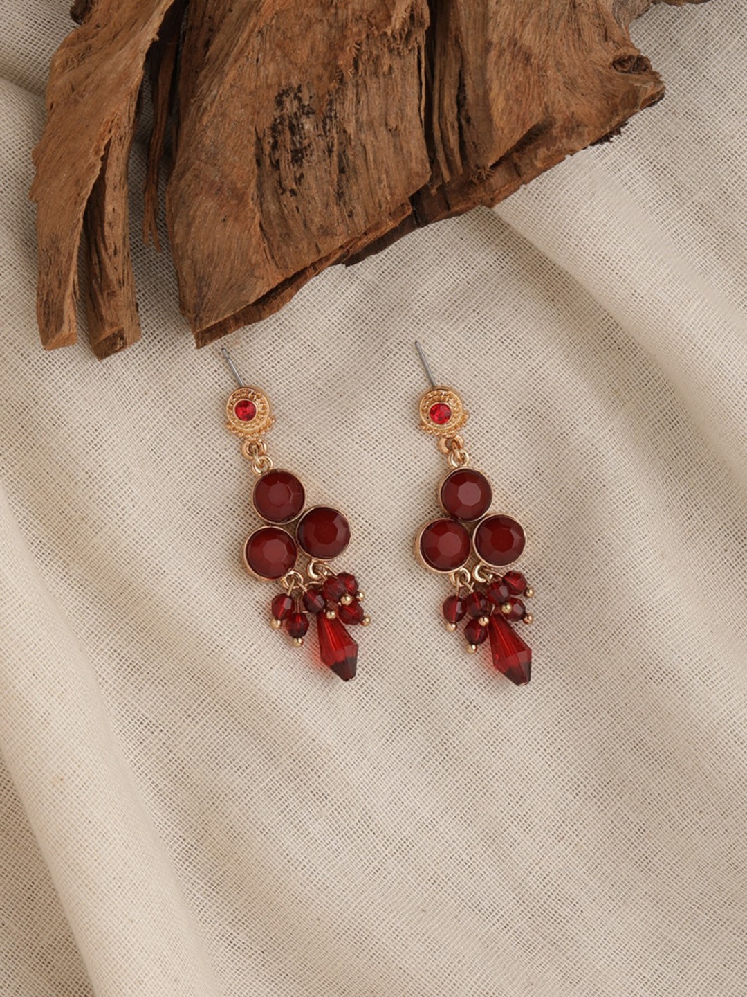 

Accessorize Red Gold-Plated Circular Drop Earrings