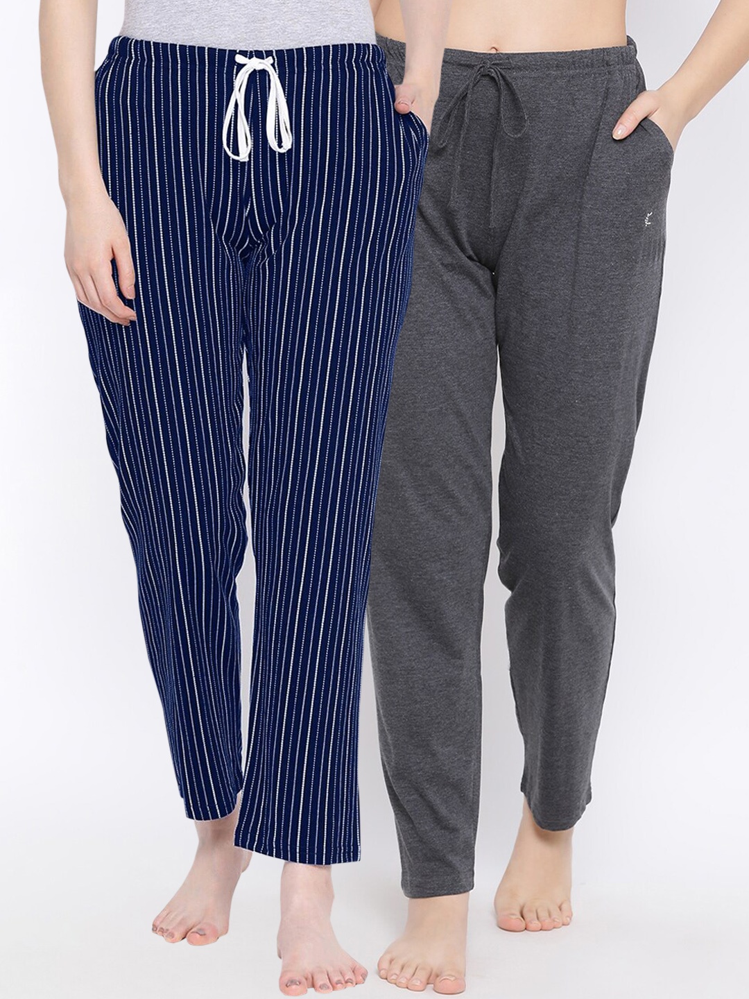 

Kanvin Women Pack of 2 Pure Cotton Lounge Pants, Navy blue