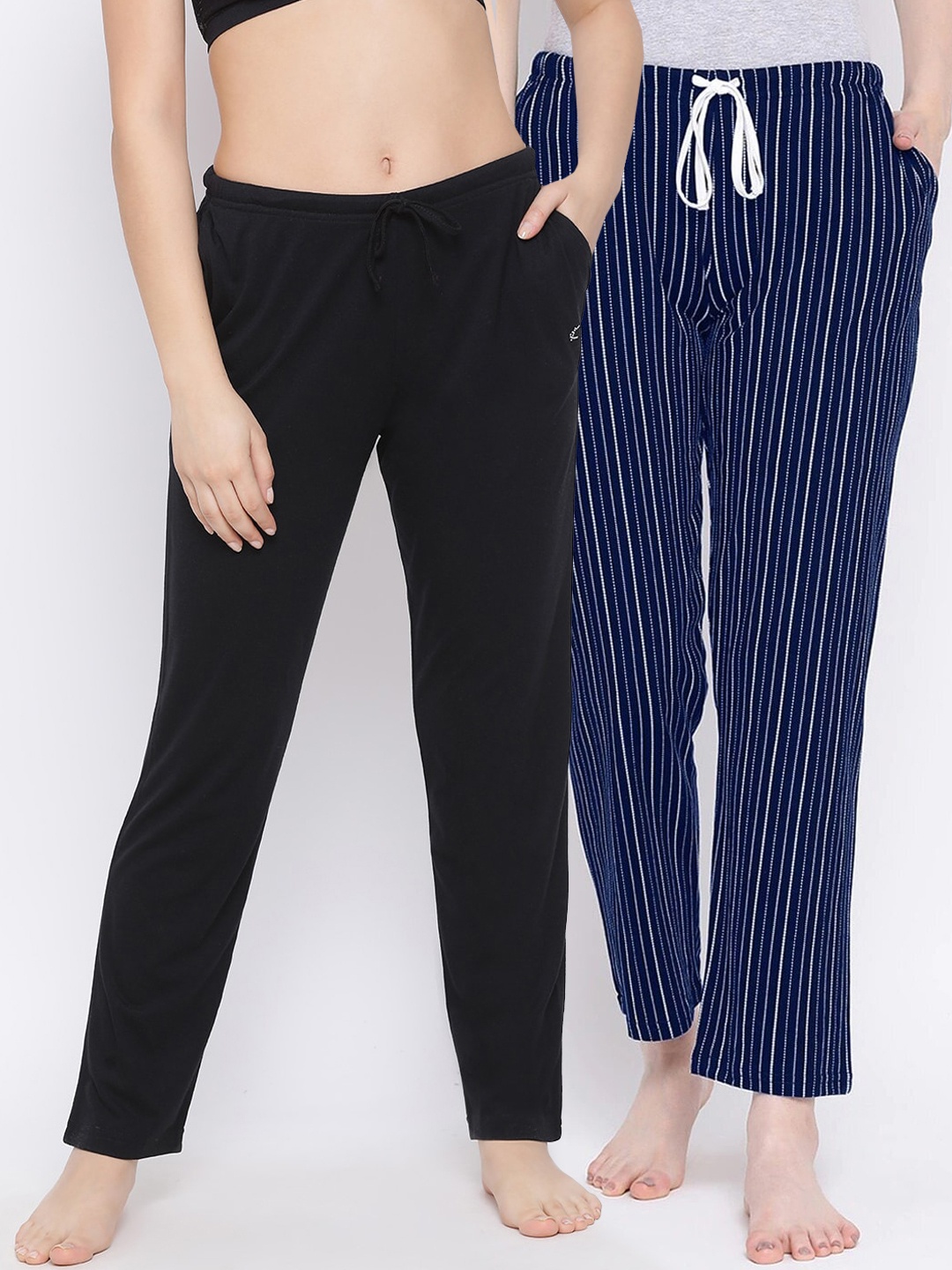 

Kanvin Women Pack of 2 Pure Cotton Lounge Pants, Navy blue