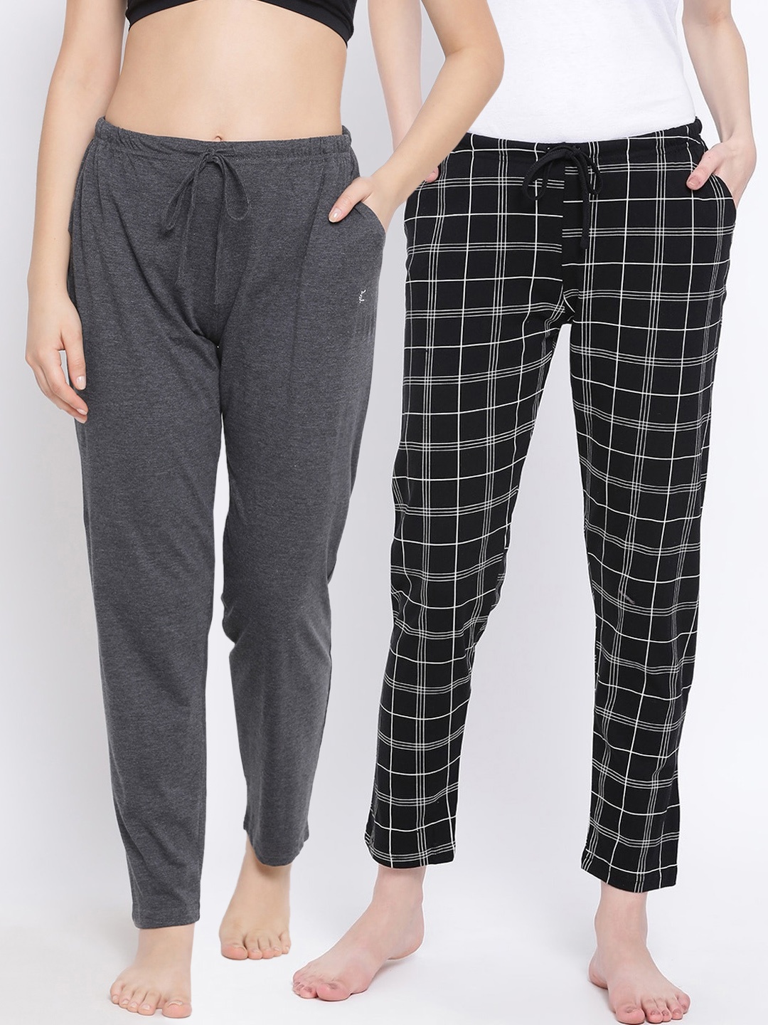 

Kanvin Women Pack of 2 Pure Cotton Lounge Pants, Black