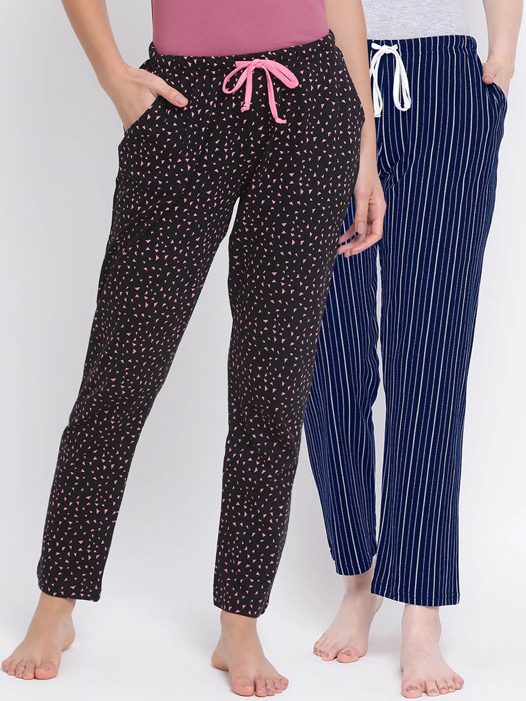 

Kanvin Women Pack of 2 Pure Cotton Lounge Pants, Navy blue