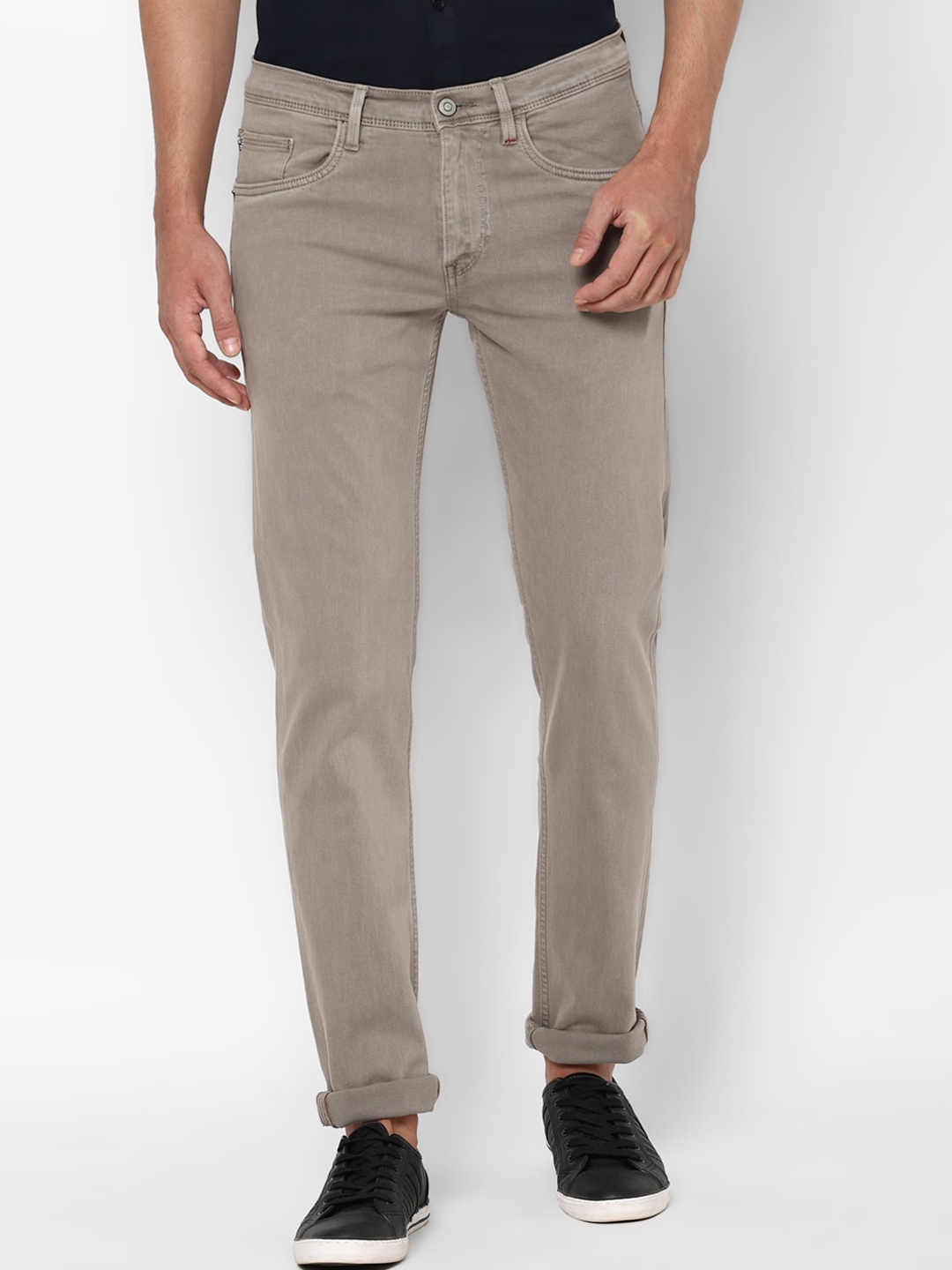 

Allen Solly Men Beige Solid Cotton Mid Rise Jeans