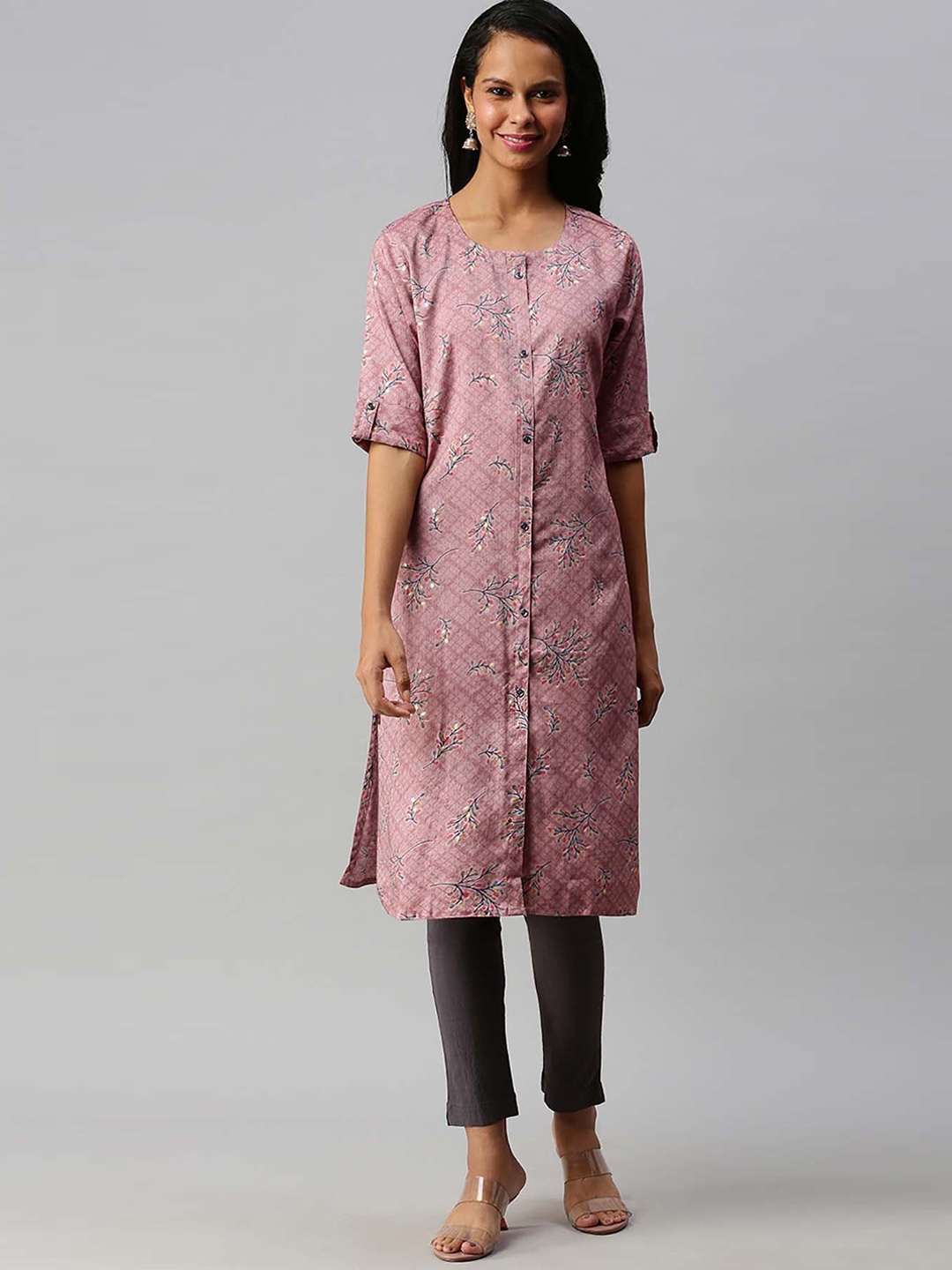 

Soch Women Pink Floral Printed Kurta
