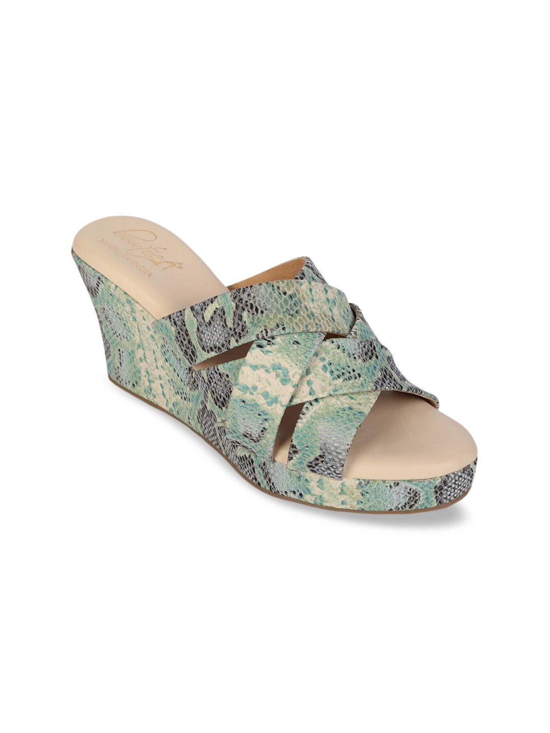 

Bowtoes Women Green Snakeskin Print Sandals