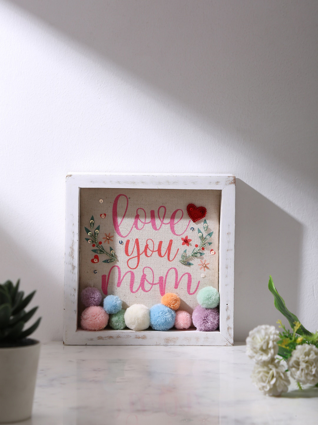 

Amoliconcepts Off White Love You Mom Handcrafted PomPom Wall Decor