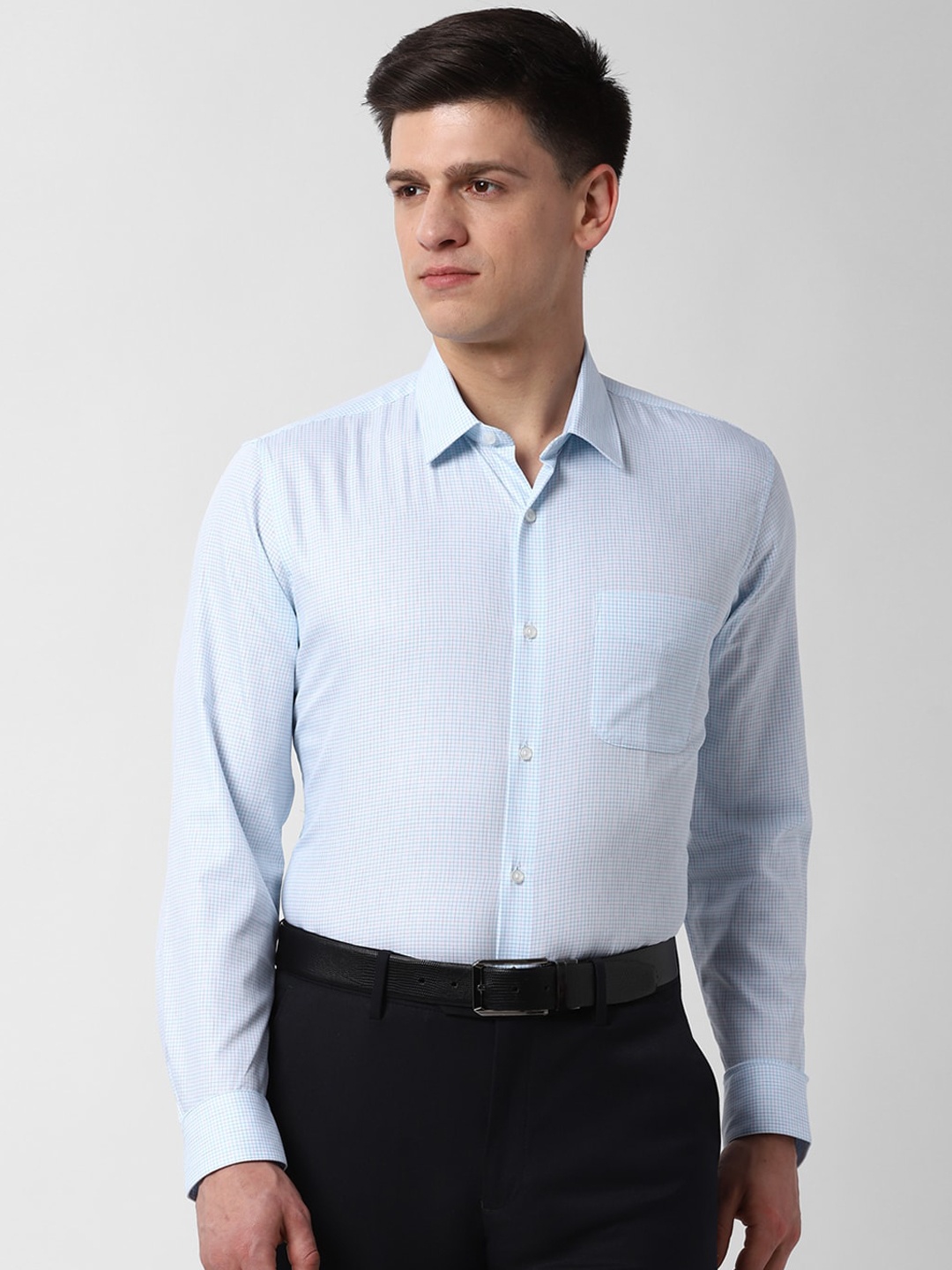 

Peter England Men Blue Checked Slim Fit Formal Shirt